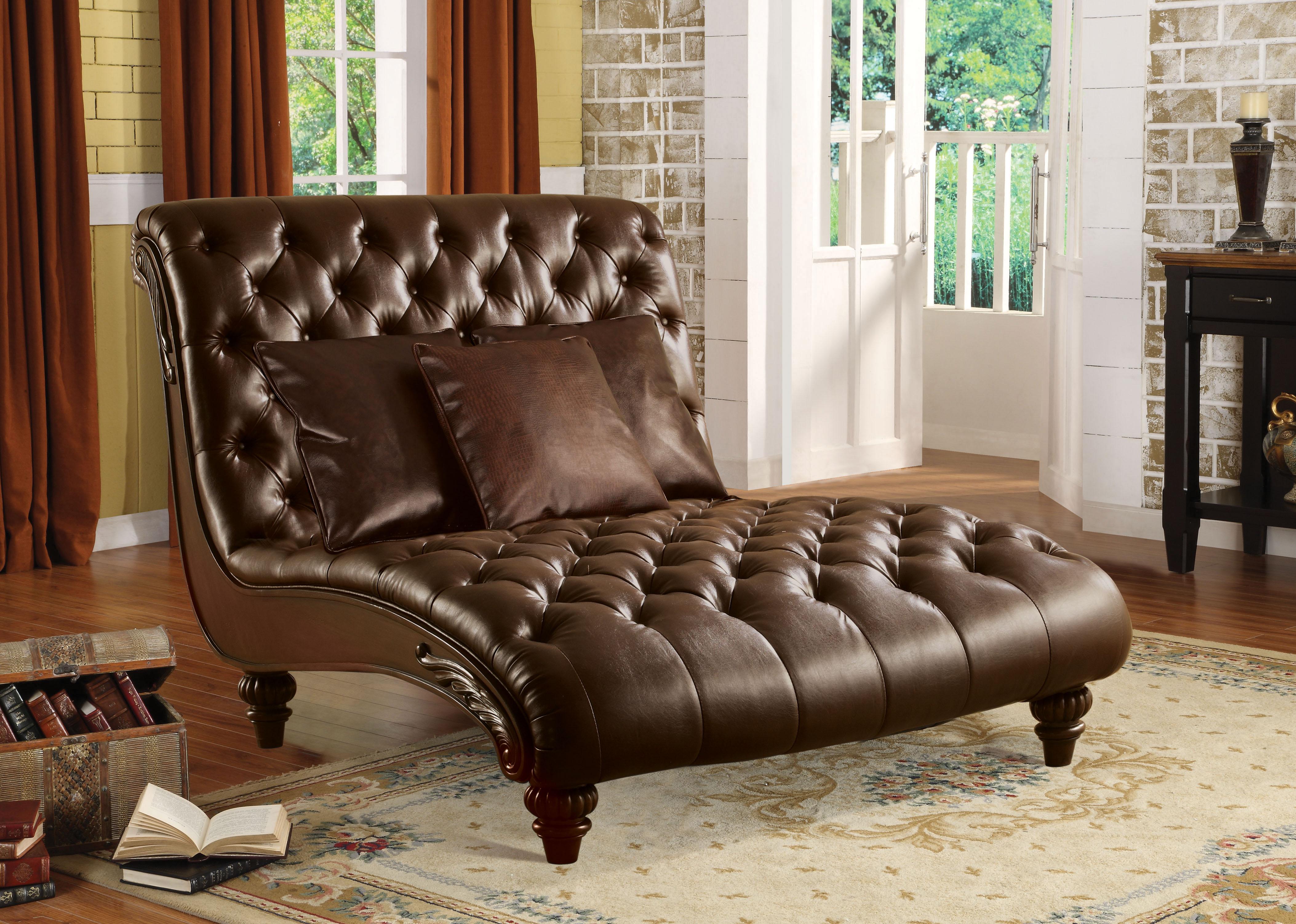 Anondale 2-Tone Brown PU Chaise & 3Pillows - Ideal Furniture (Fresno,CA)