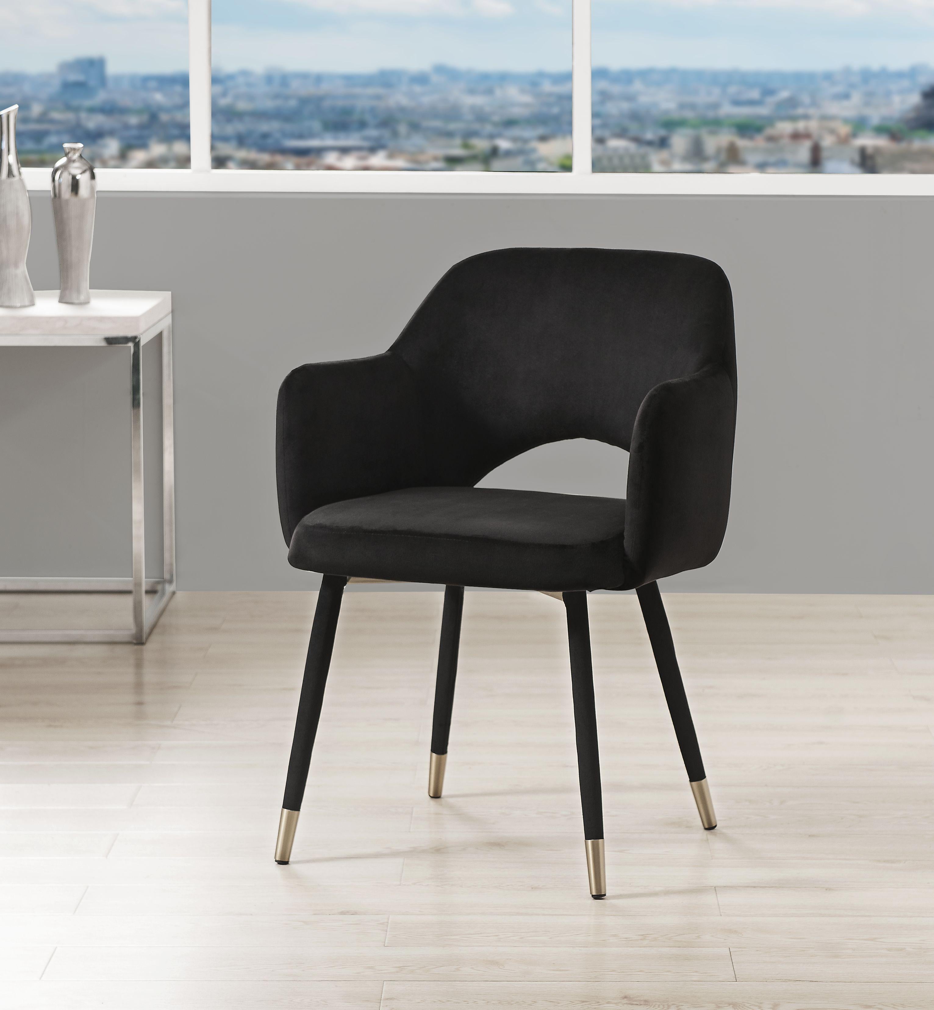 Applewood Black Velvet & Gold Accent Chair - Ideal Furniture (Fresno,CA)