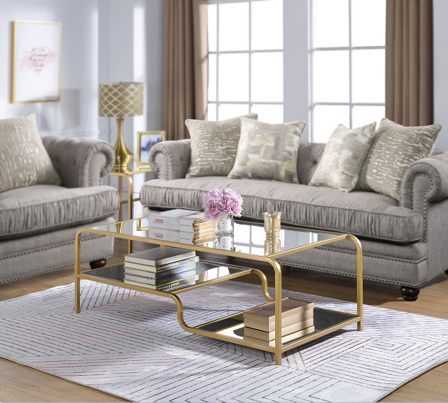 Astrid Gold & Mirror Coffee Table - Ideal Furniture (Fresno,CA)