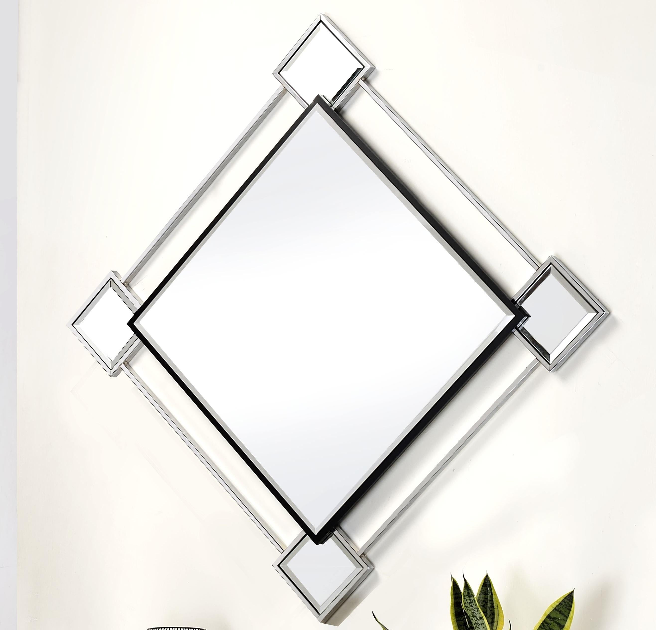 Asbury Mirrored & Chrome Accent Mirror (Wall) - Ideal Furniture (Fresno,CA)