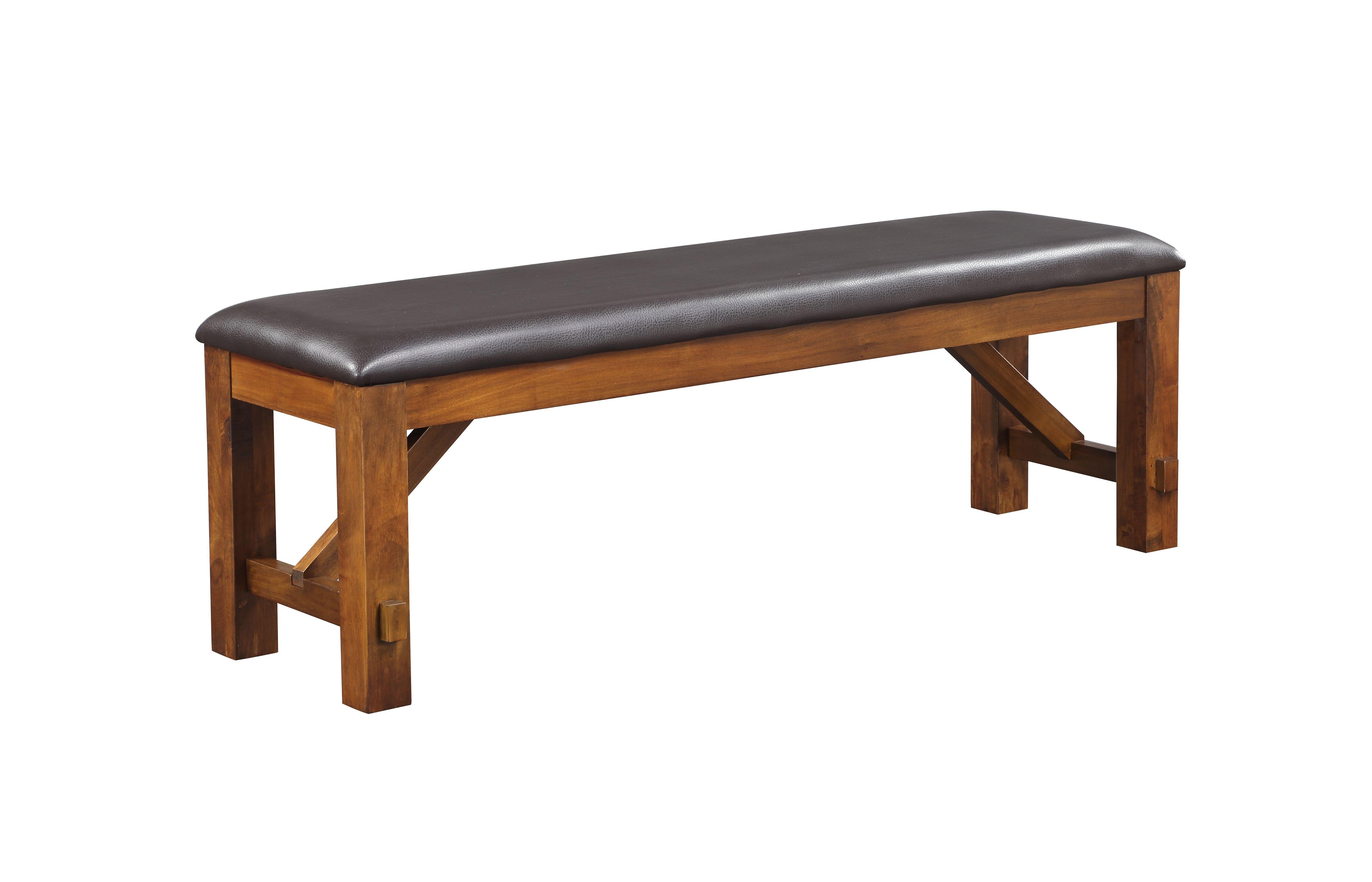 Apollo Espresso PU & Walnut Bench - Ideal Furniture (Fresno,CA)