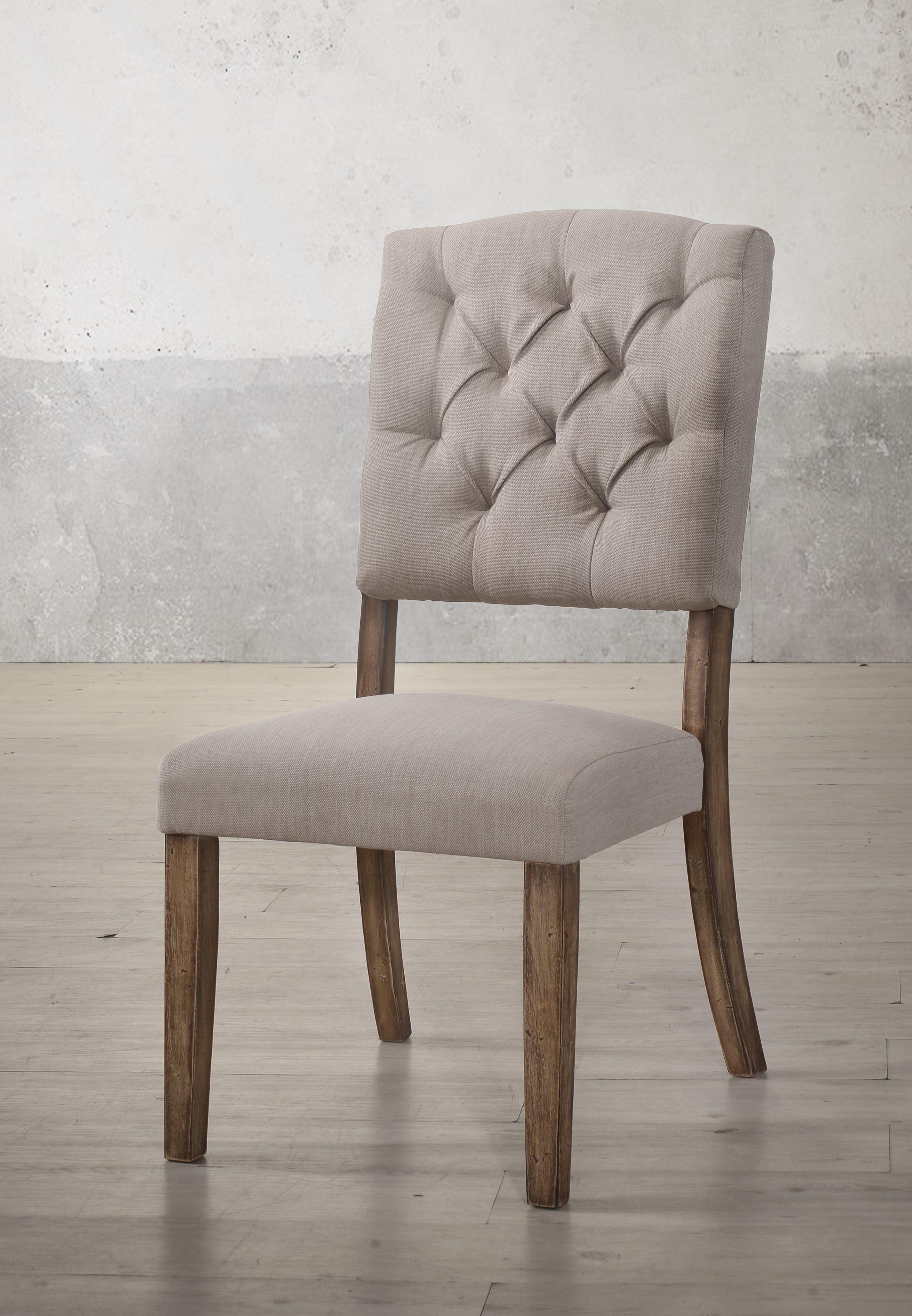Bernard Cream Linen & Weathered Oak Side Chair - Ideal Furniture (Fresno,CA)