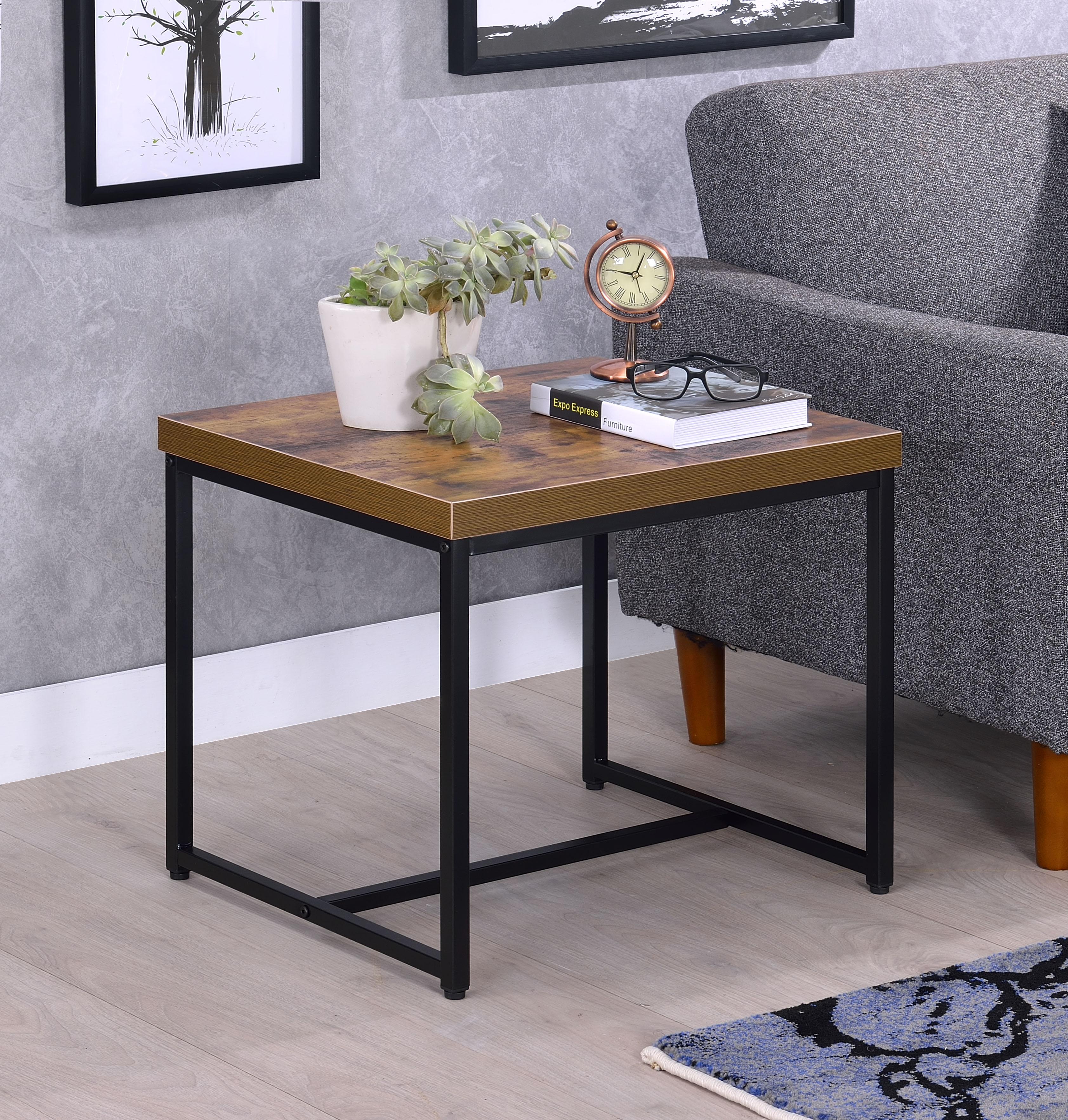 Bob Weathered Oak & Black End Table - Ideal Furniture (Fresno,CA)