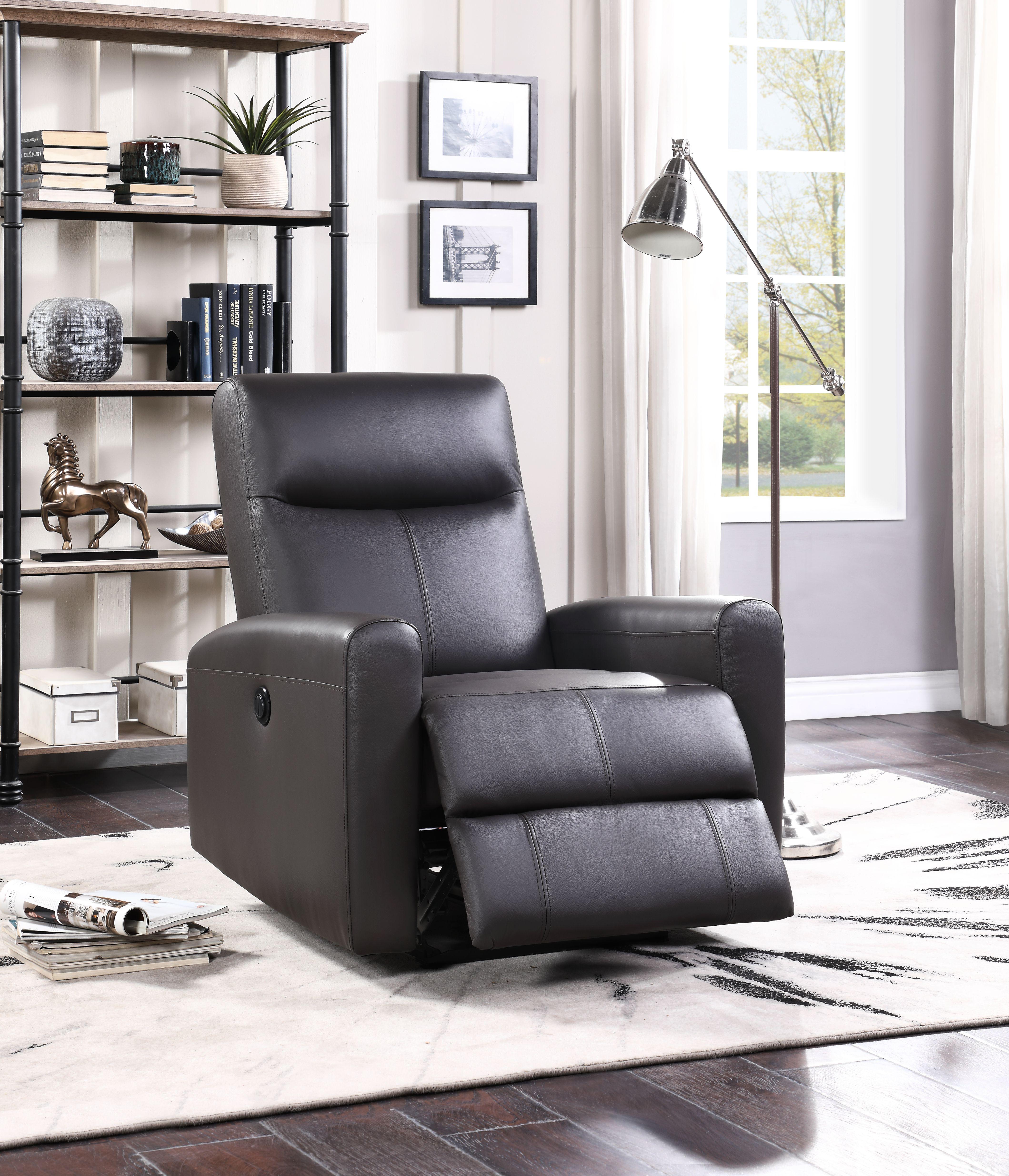 Blane Brown Top Grain Leather Match Recliner (Power Motion) - Ideal Furniture (Fresno,CA)