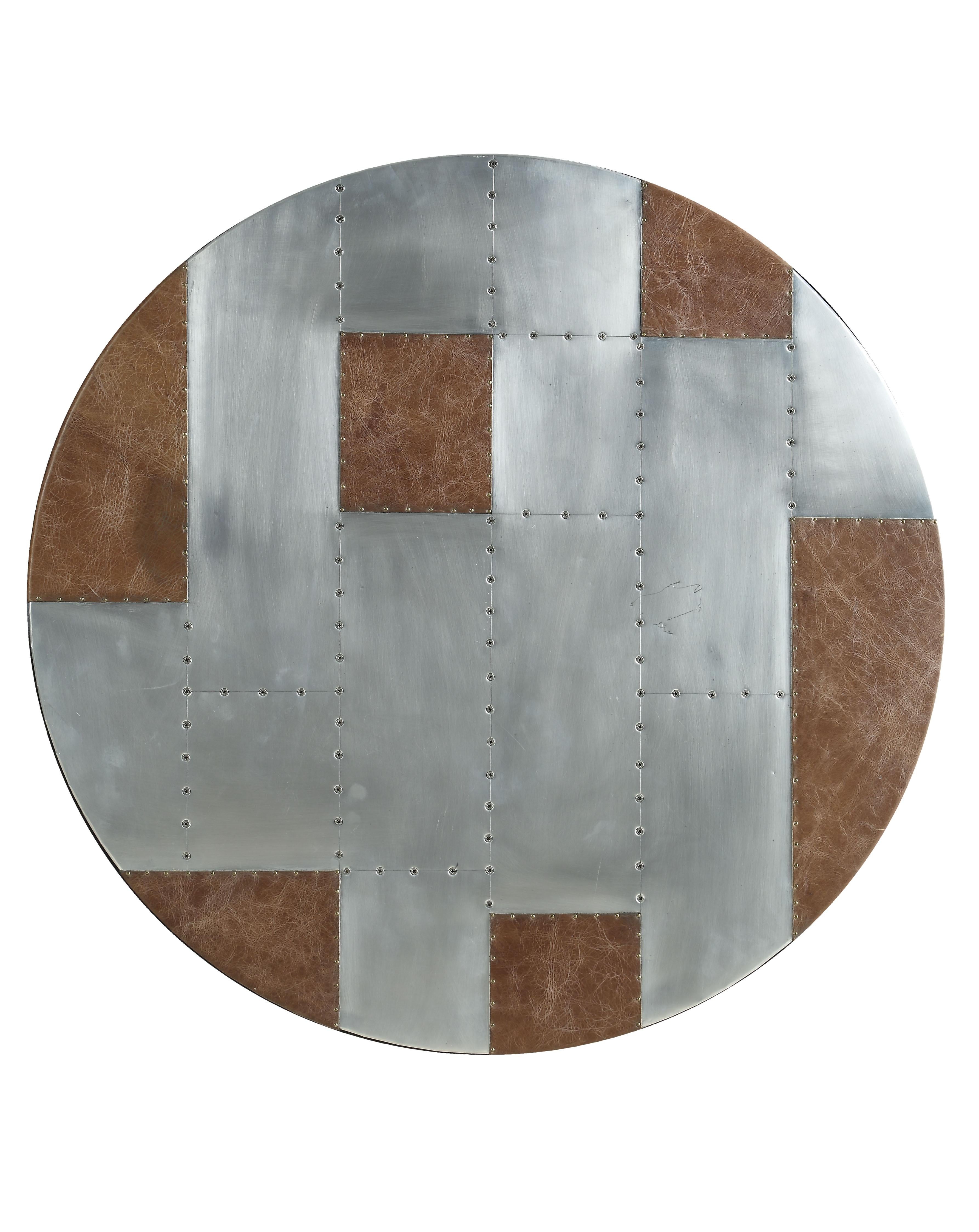 Brancaster Retro Brown Top Grain Leather & Aluminum Bar Table - Ideal Furniture (Fresno,CA)