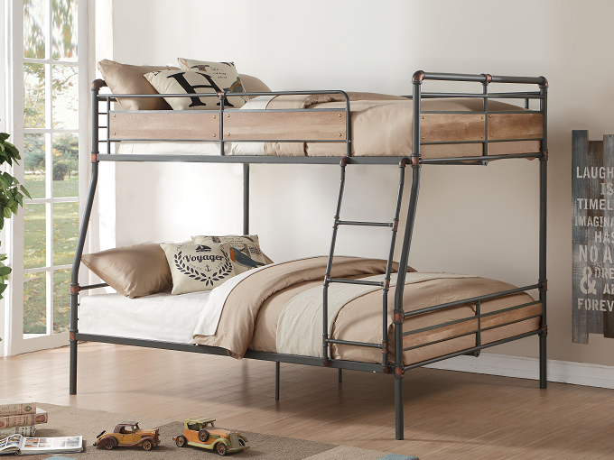 Brantley II Sandy Black & Dark Bronze Hand-Brushed Full XL/Queen Bunk Bed - Ideal Furniture (Fresno,CA)