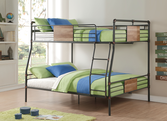 Brantley Sandy Black & Dark Bronze Hand-Brushed Full XL/Queen Bunk Bed - Ideal Furniture (Fresno,CA)