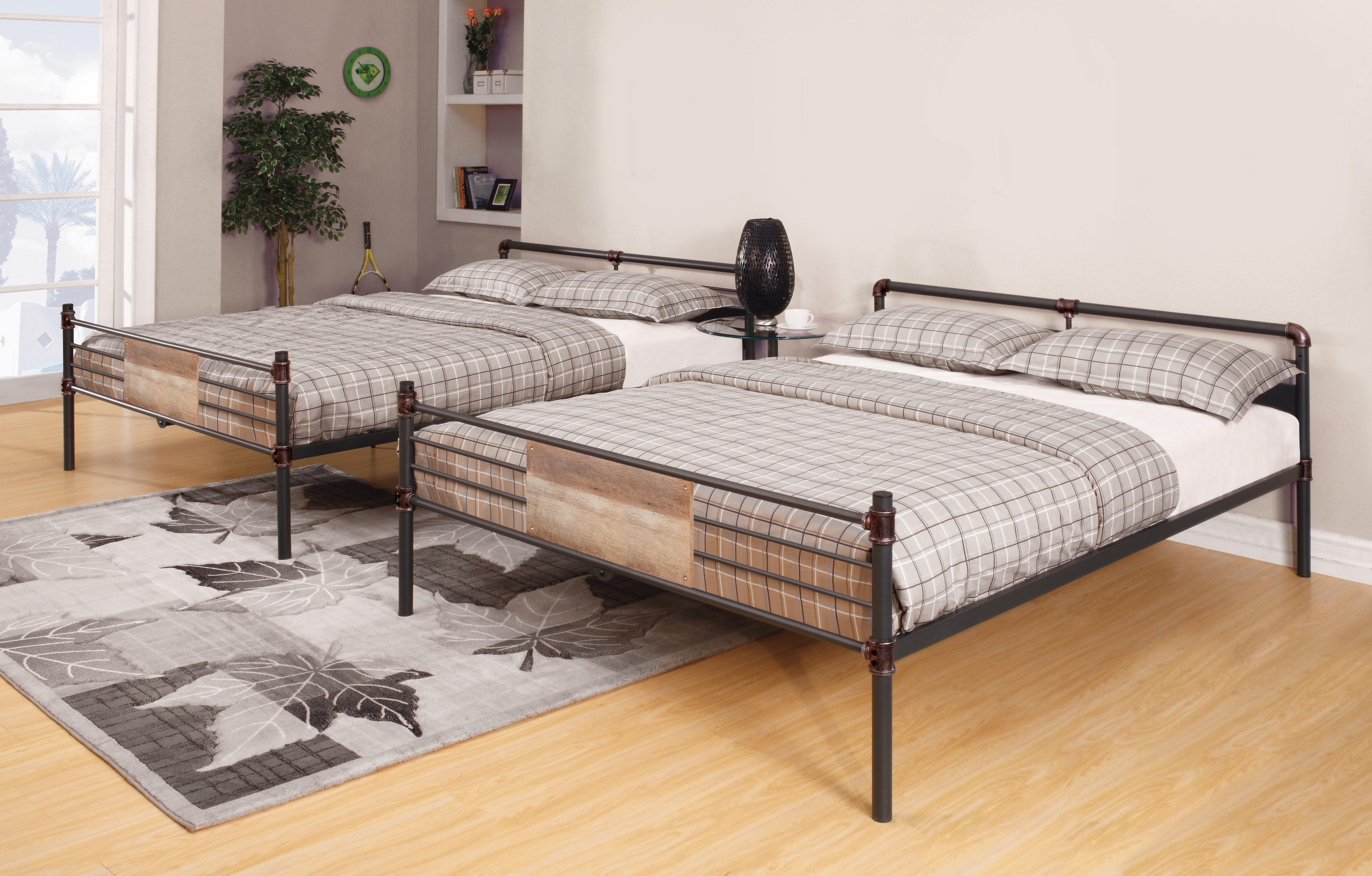 Brantley Sandy Black & Dark Bronze Hand-Brushed Bunk Bed (Queen/Queen) - Ideal Furniture (Fresno,CA)