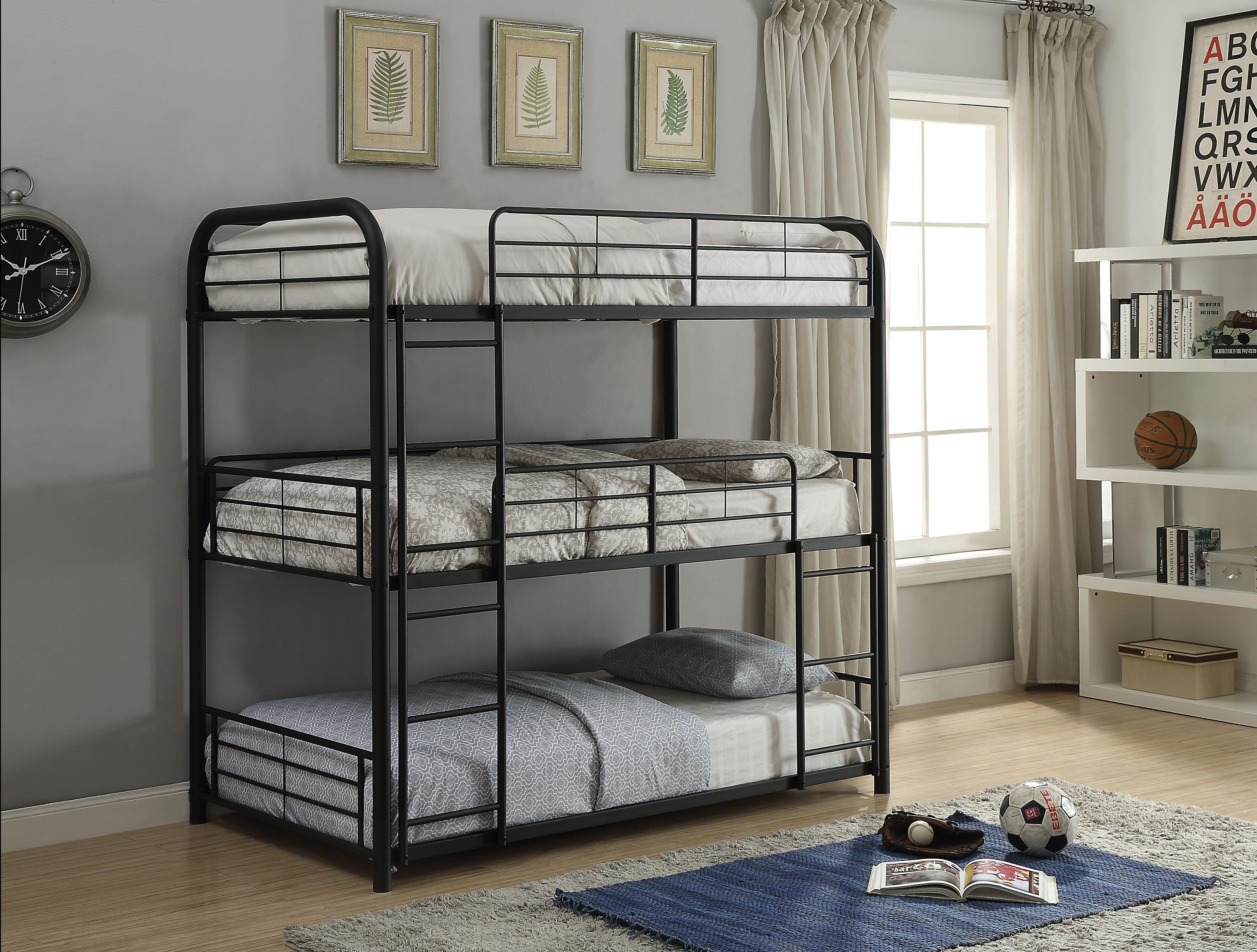 Cairo Sandy Black Bunk Bed (Triple Full) - Ideal Furniture (Fresno,CA)