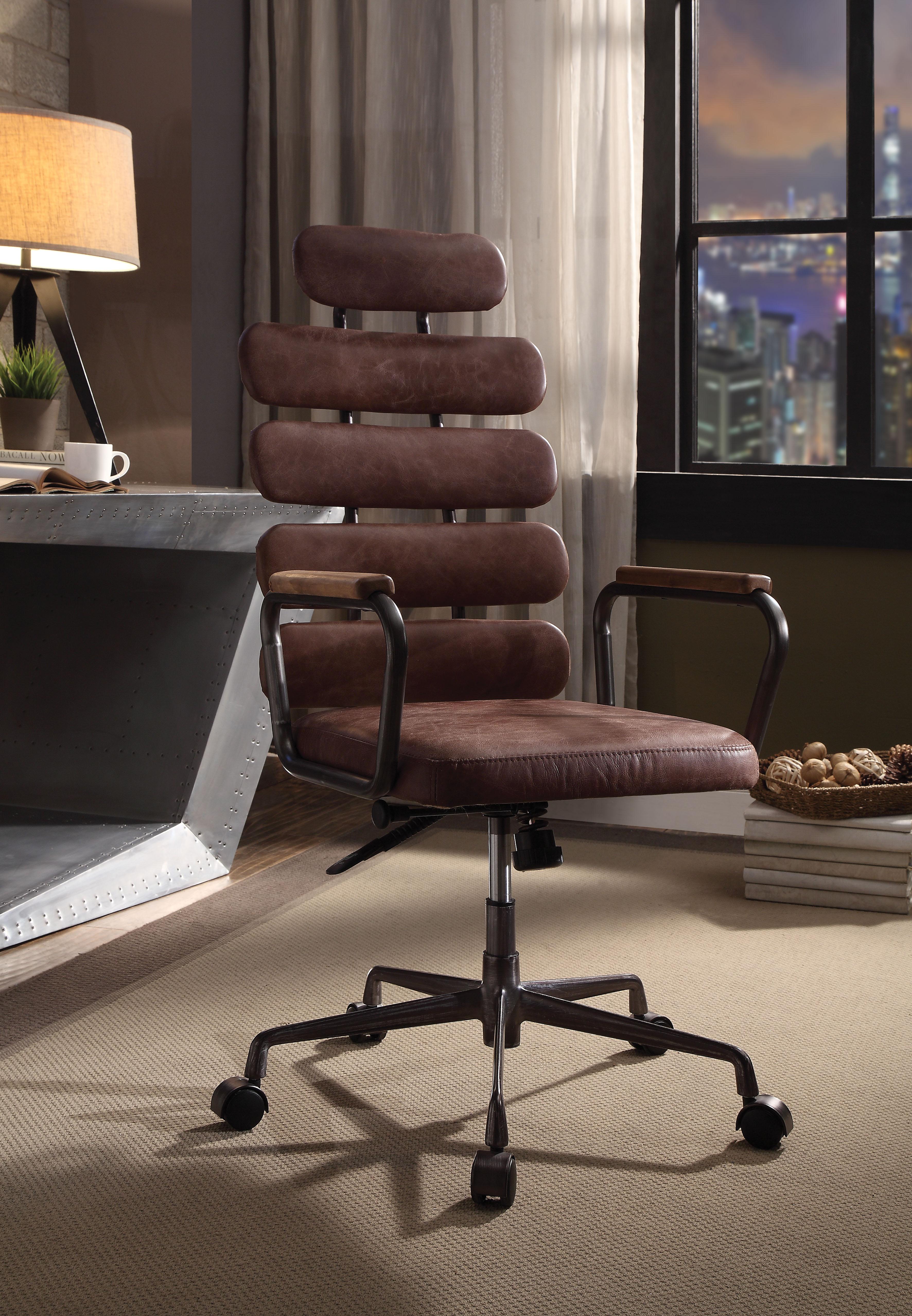 Calan Vintage Whiskey Top Grain Leather Office Chair - Ideal Furniture (Fresno,CA)