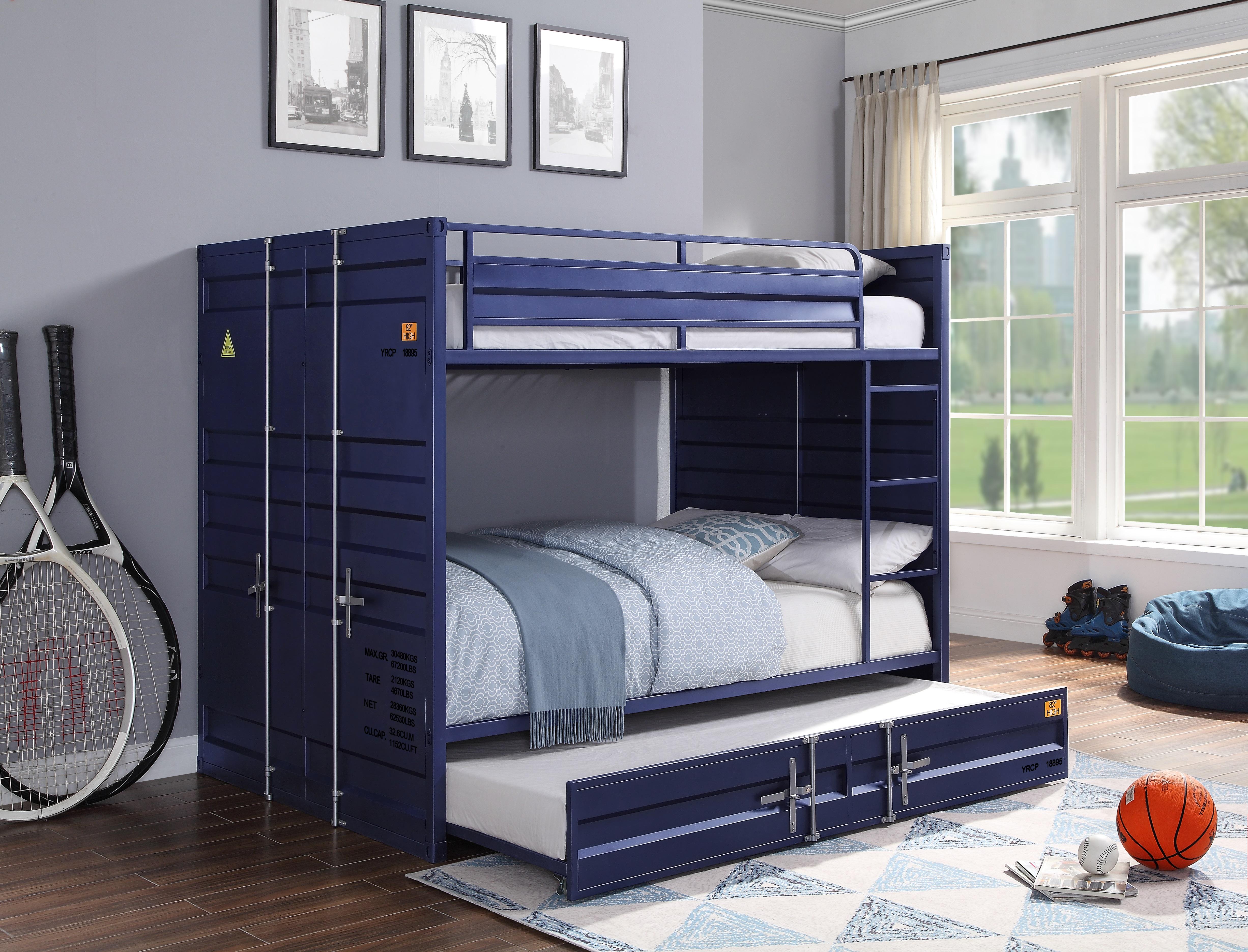 Cargo Blue Bunk Bed (Full/Full) - Ideal Furniture (Fresno,CA)