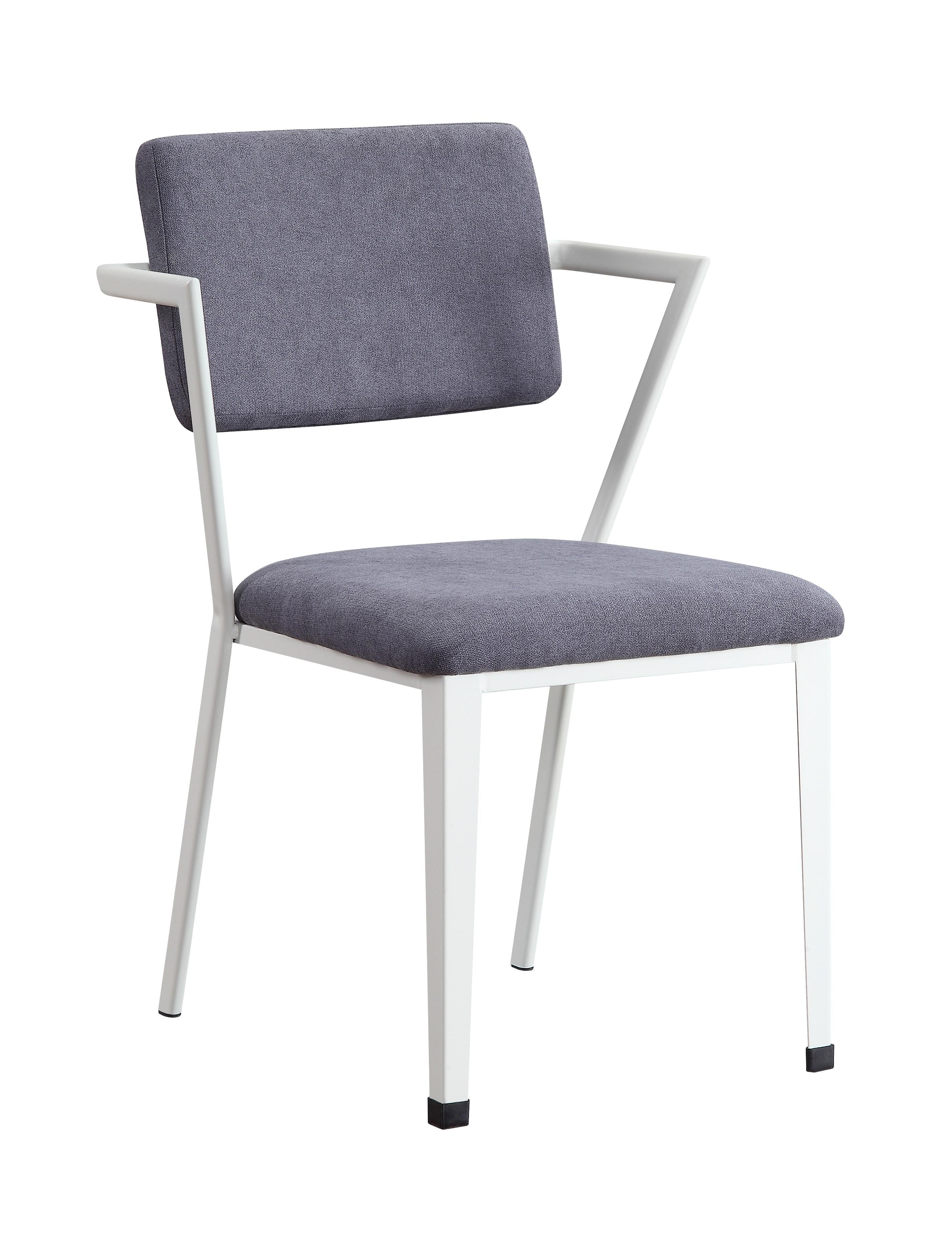Cargo Gray Fabric & White Chair - Ideal Furniture (Fresno,CA)