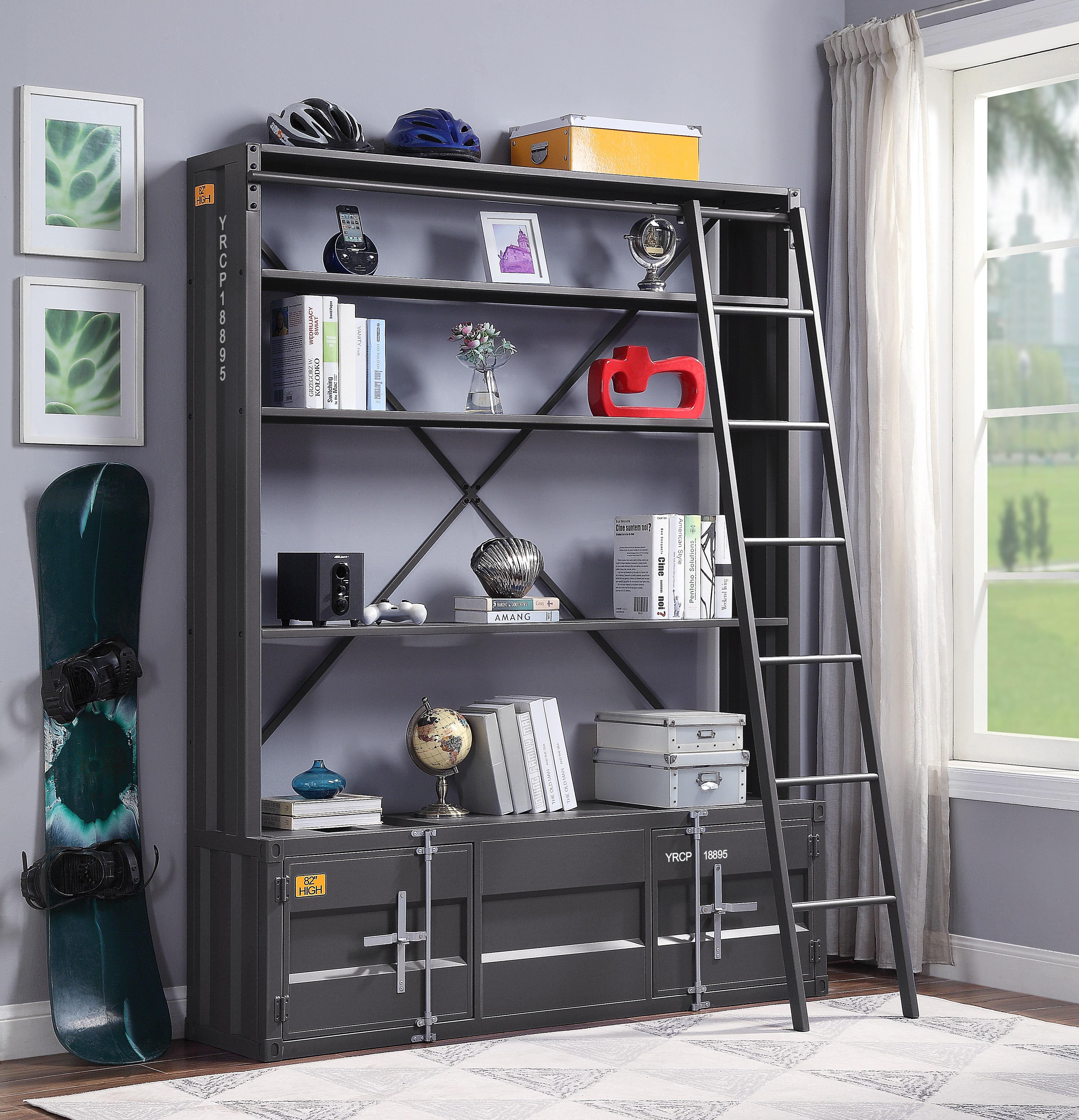 Cargo Gunmetal Bookshelf & Ladder - Ideal Furniture (Fresno,CA)