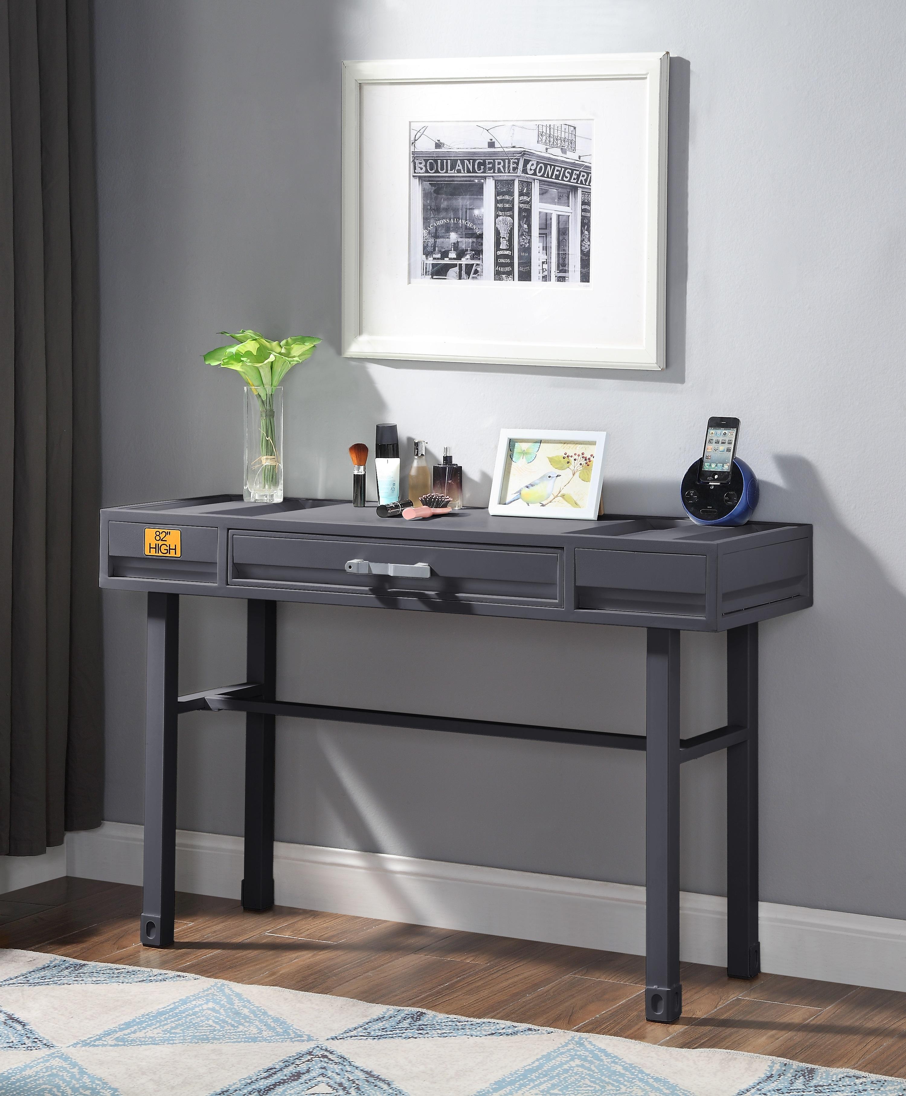 Cargo Gunmetal Vanity Desk - Ideal Furniture (Fresno,CA)