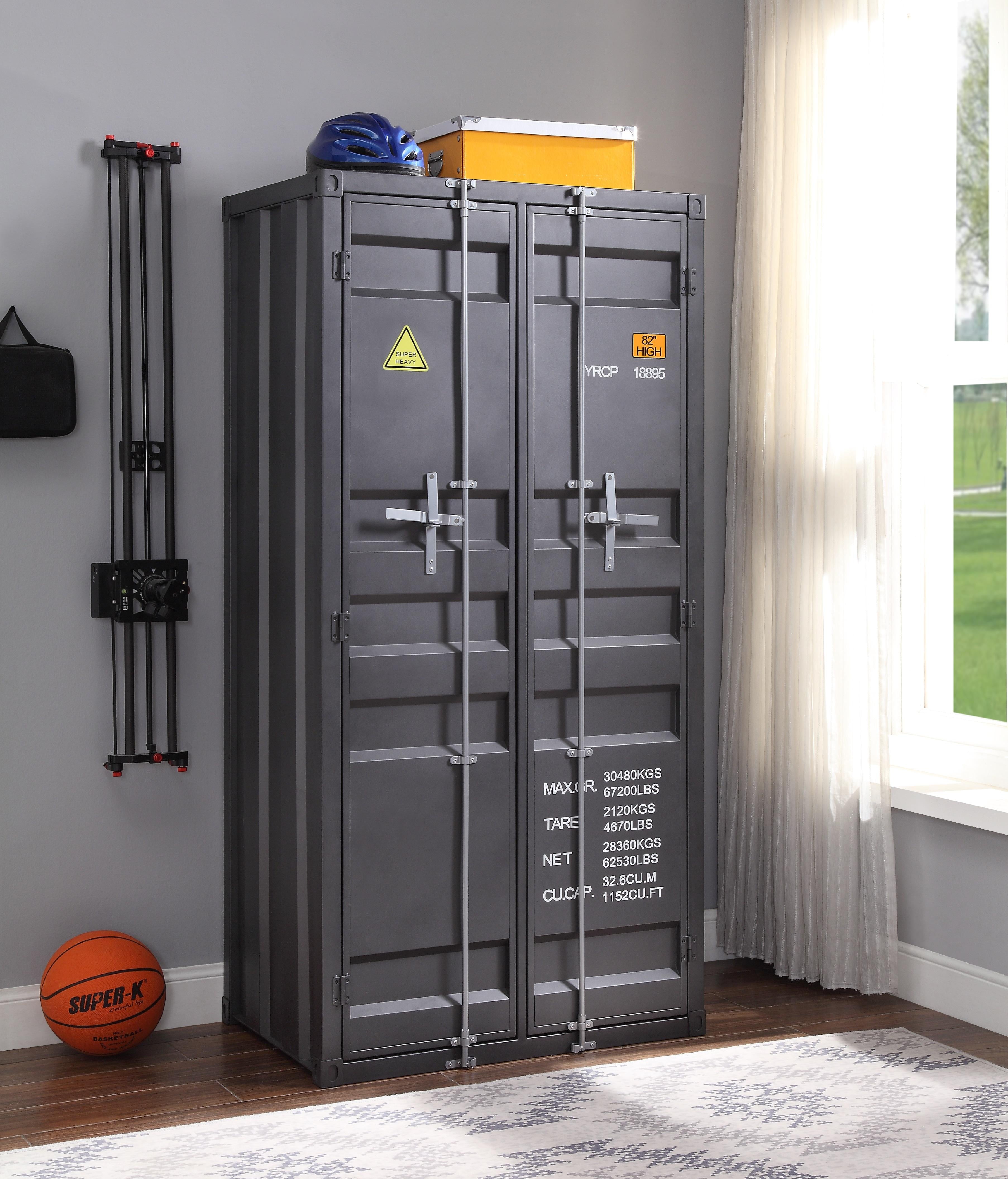 Cargo Gunmetal Wardrobe (Double Door) - Ideal Furniture (Fresno,CA)