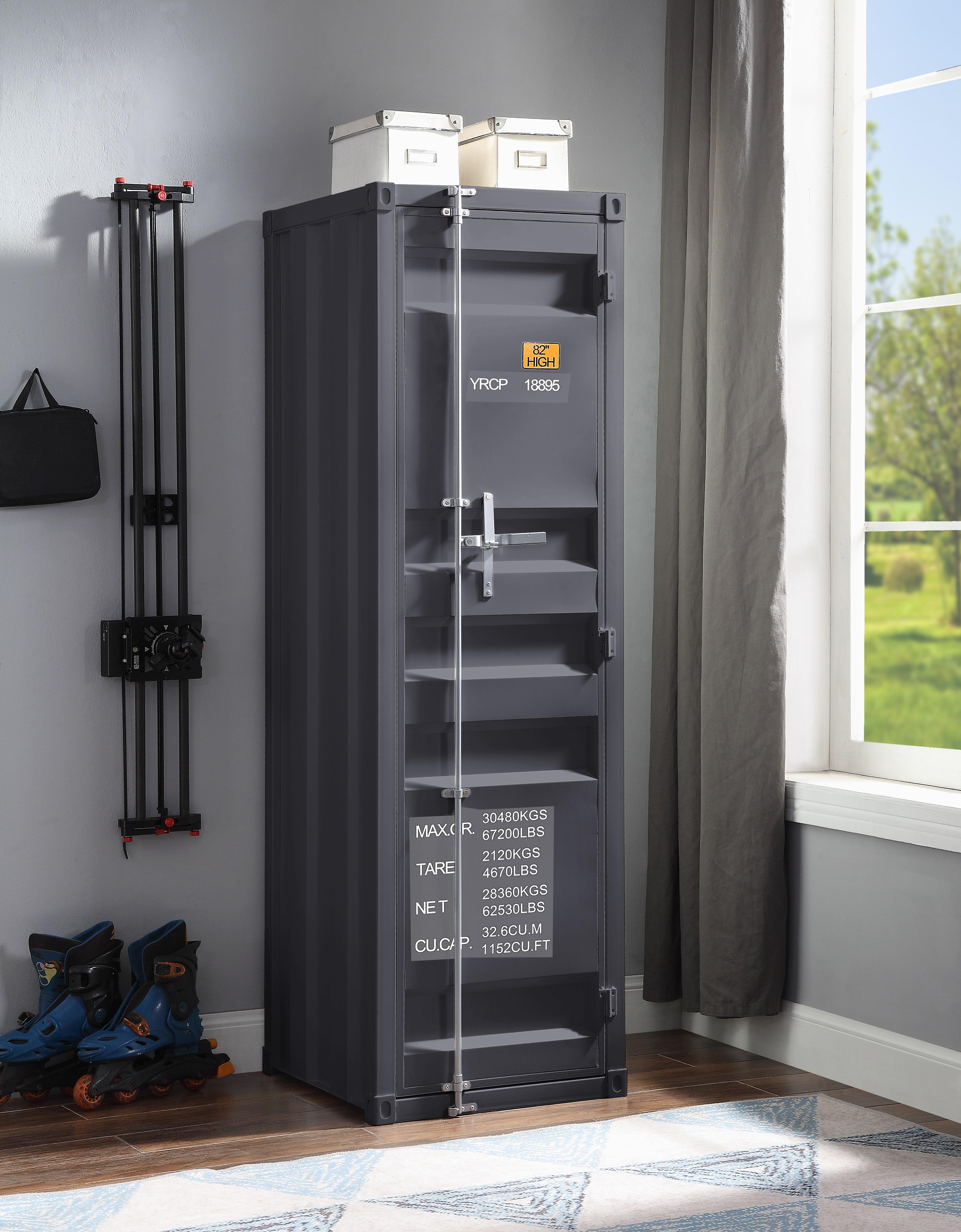 Cargo Gunmetal Wardrobe (Single Door) - Ideal Furniture (Fresno,CA)