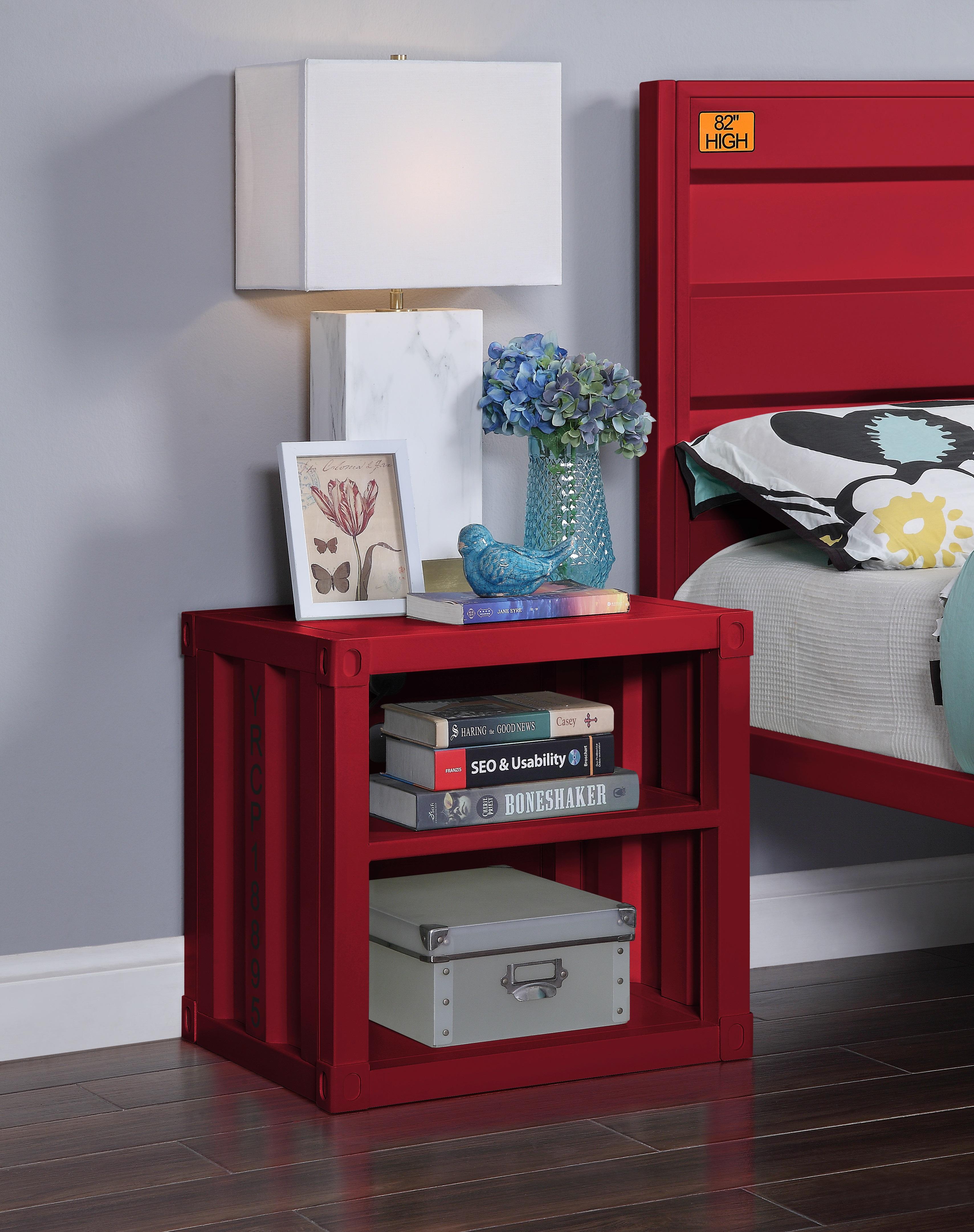 Cargo Red Nightstand (USB) - Ideal Furniture (Fresno,CA)