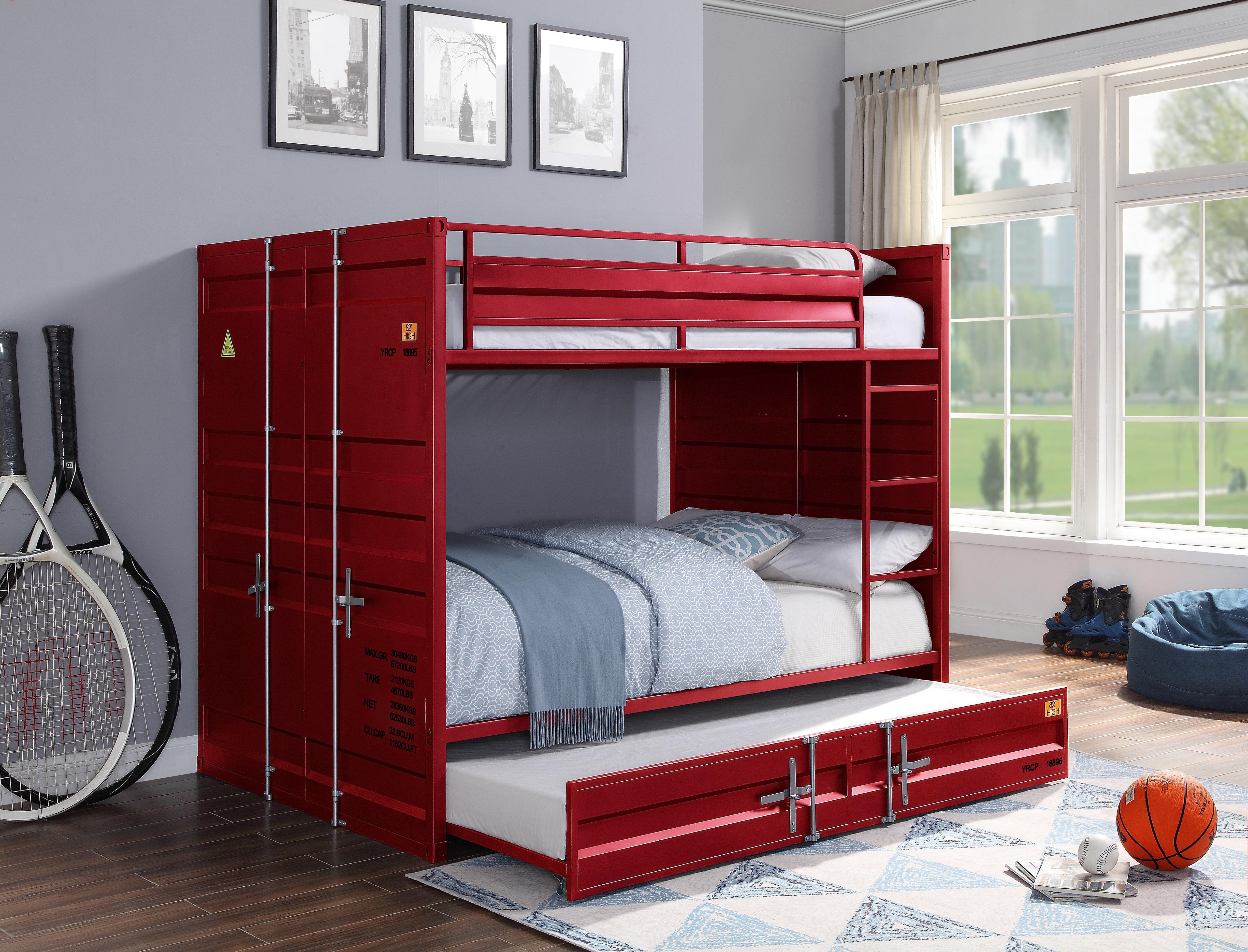Cargo Red Bunk Bed (Full/Full) - Ideal Furniture (Fresno,CA)