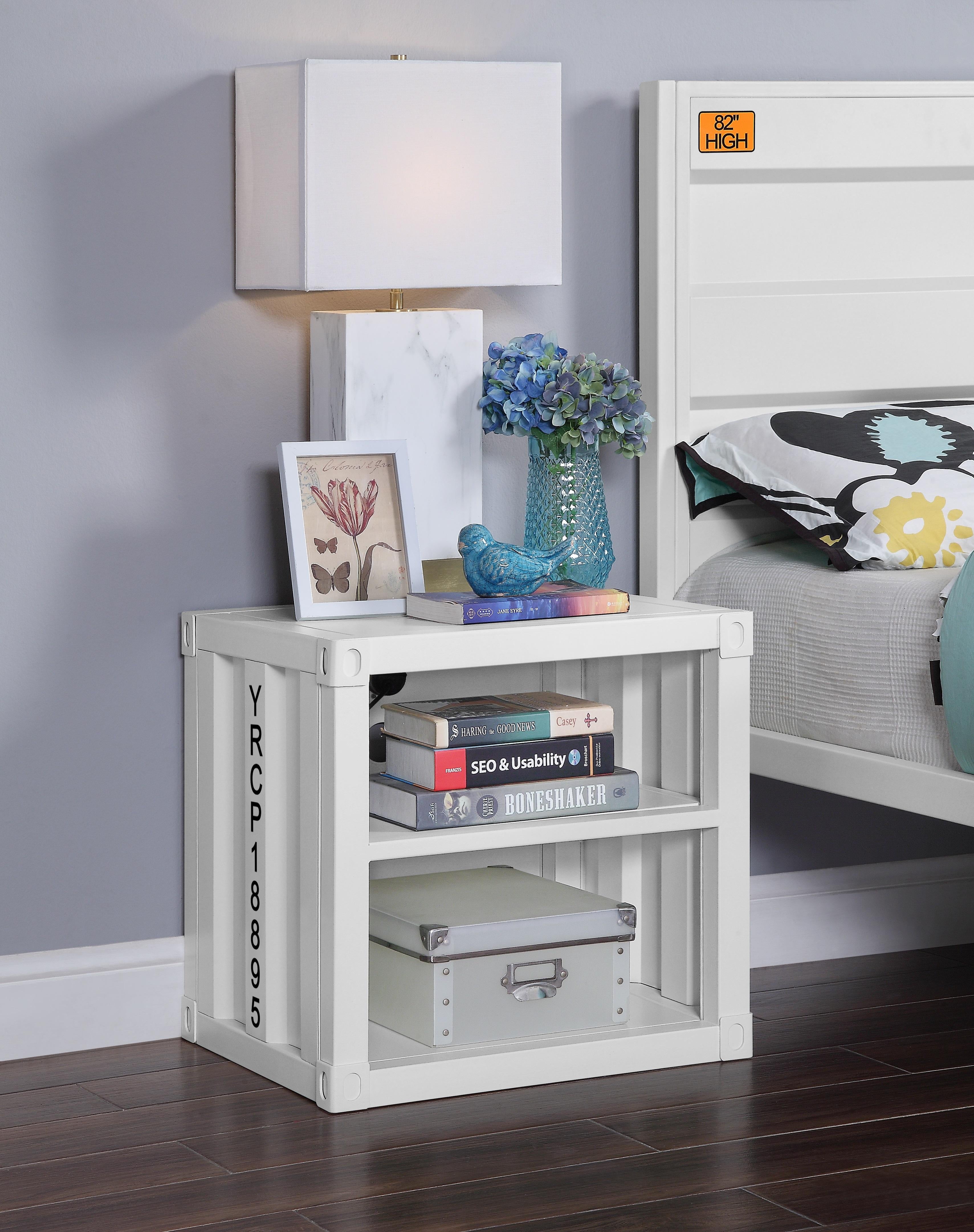Cargo White Nightstand (USB) - Ideal Furniture (Fresno,CA)