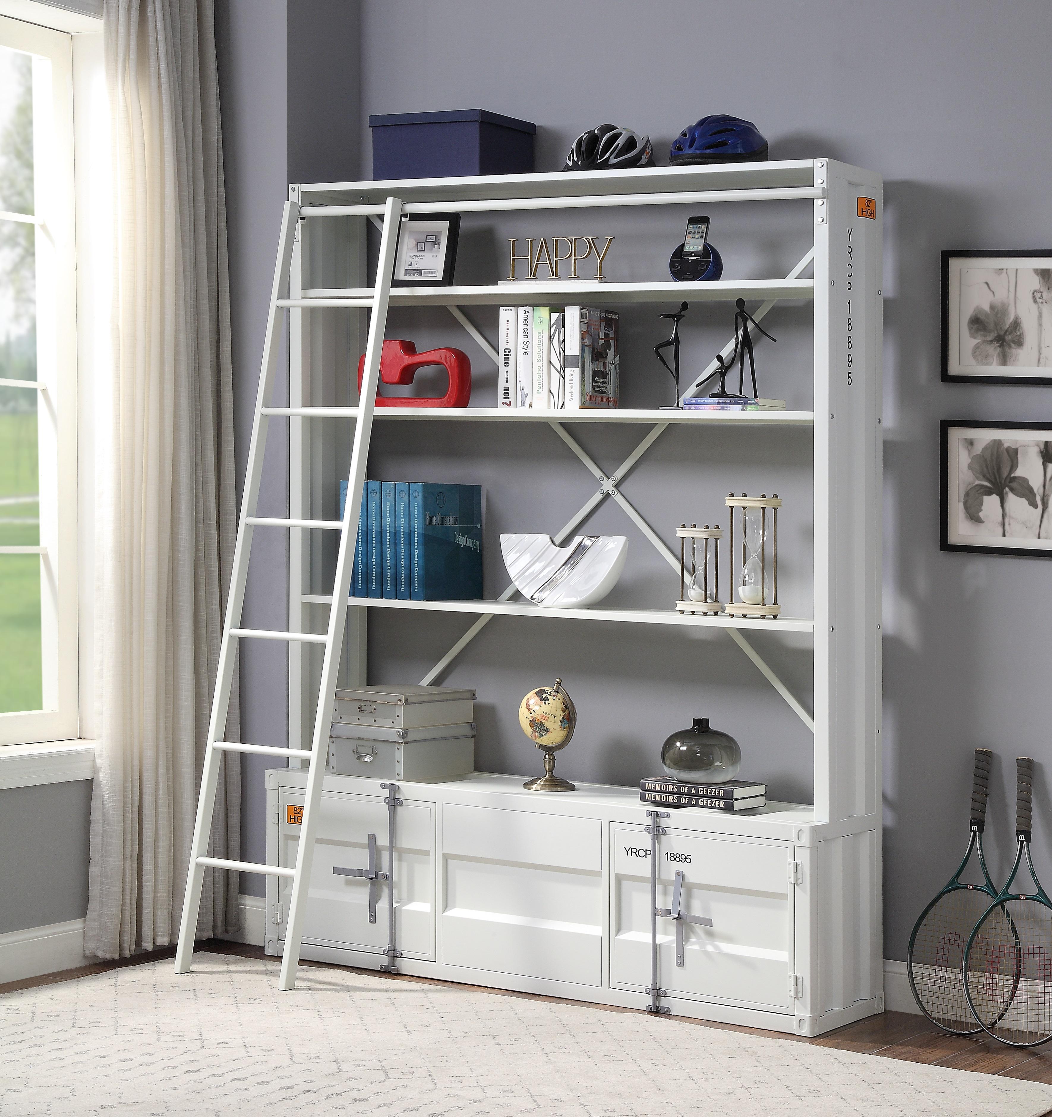 Cargo White Bookshelf & Ladder - Ideal Furniture (Fresno,CA)