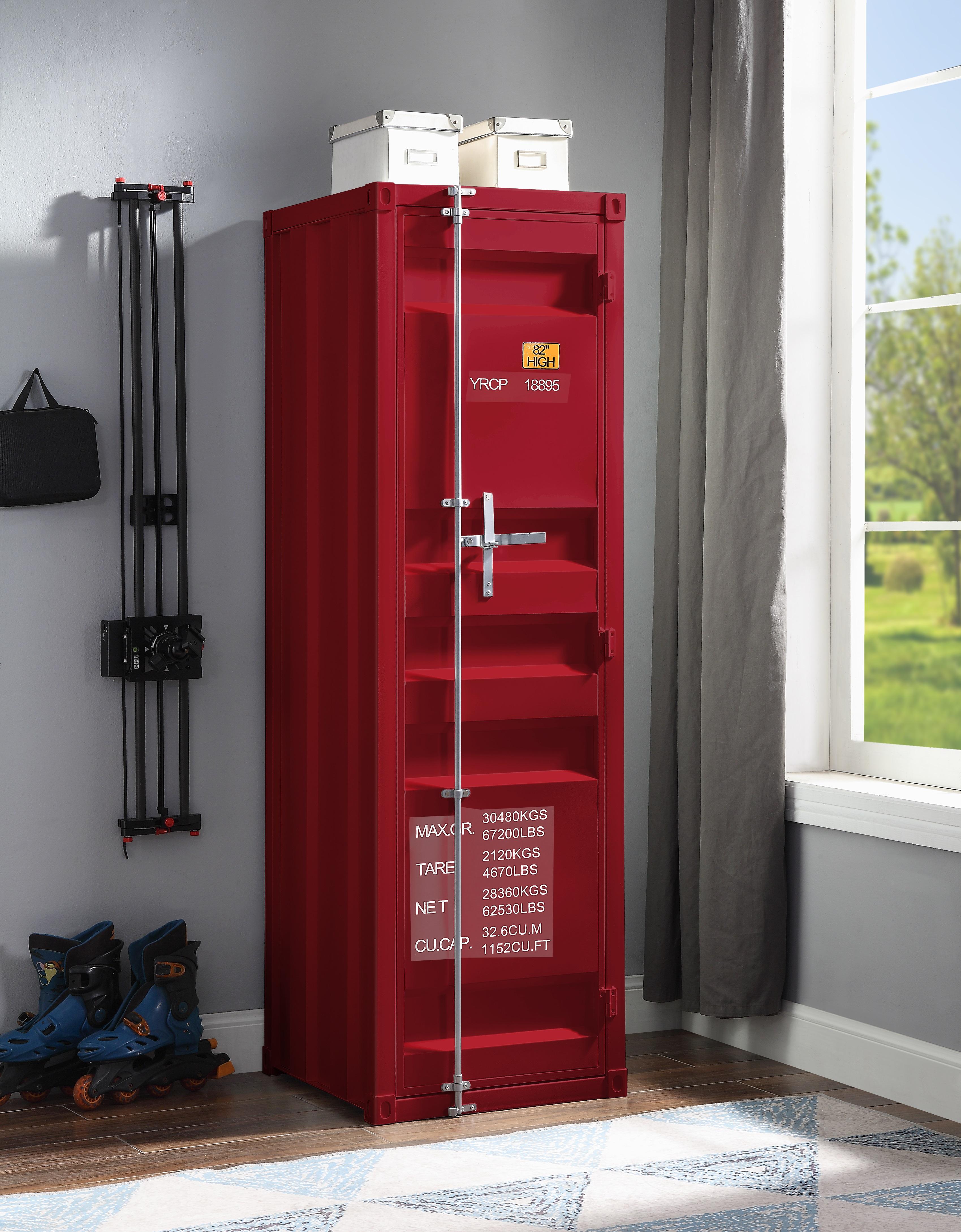 Cargo Red Wardrobe (Single Door) - Ideal Furniture (Fresno,CA)