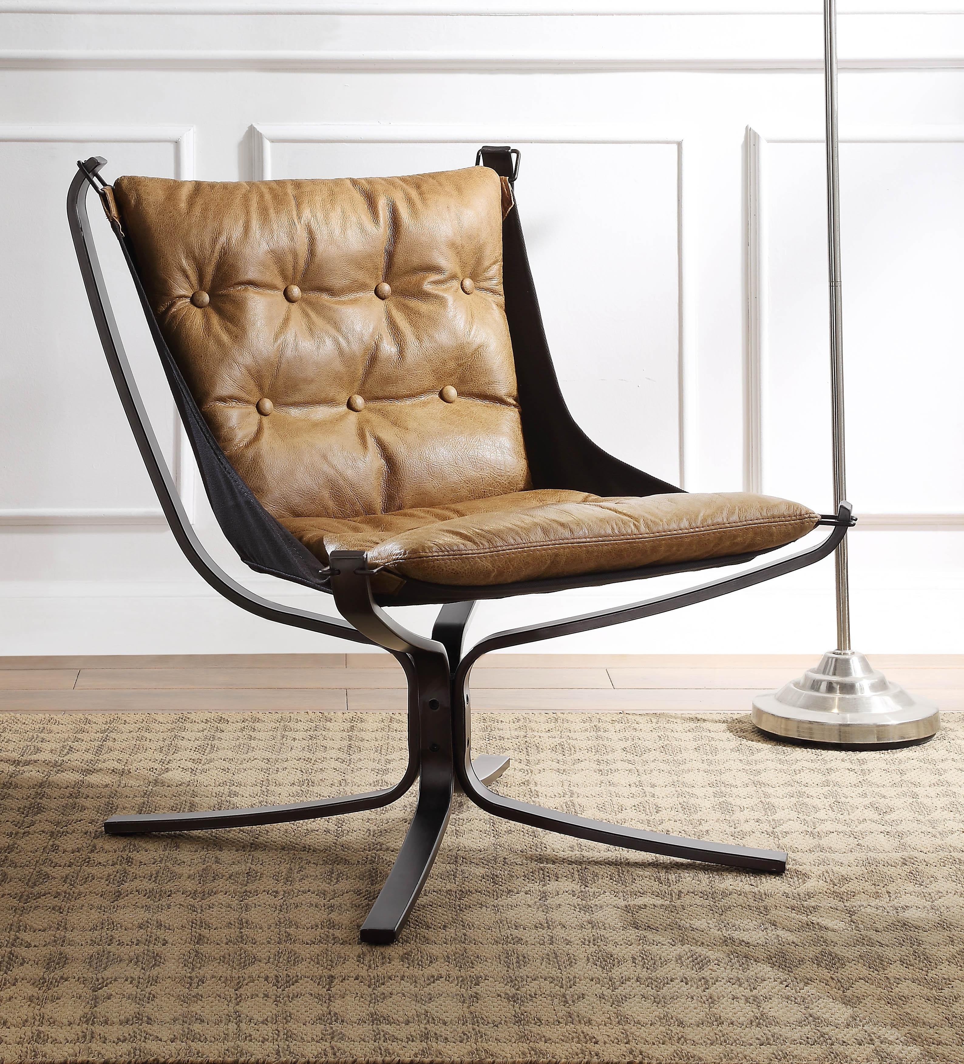 Carney Coffee Top Grain Leather Accent Chair - Ideal Furniture (Fresno,CA)