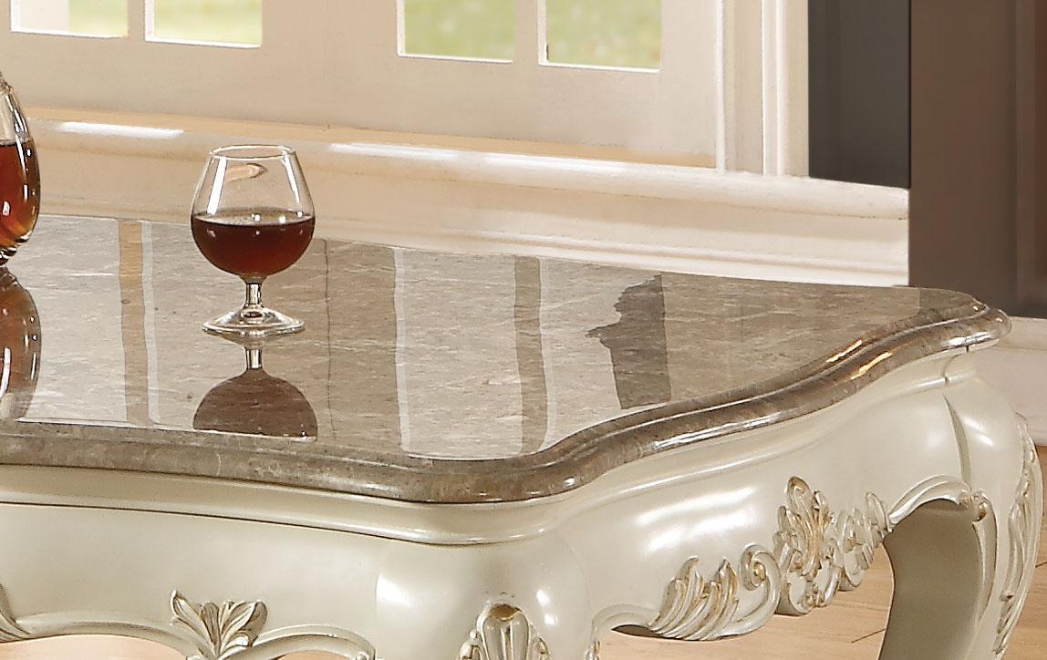 Chantelle Marble & Pearl White Coffee Table - Ideal Furniture (Fresno,CA)