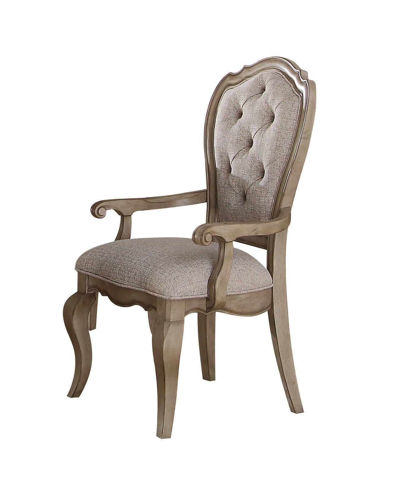 Chelmsford Beige Fabric & Antique Taupe Arm Chair - Ideal Furniture (Fresno,CA)