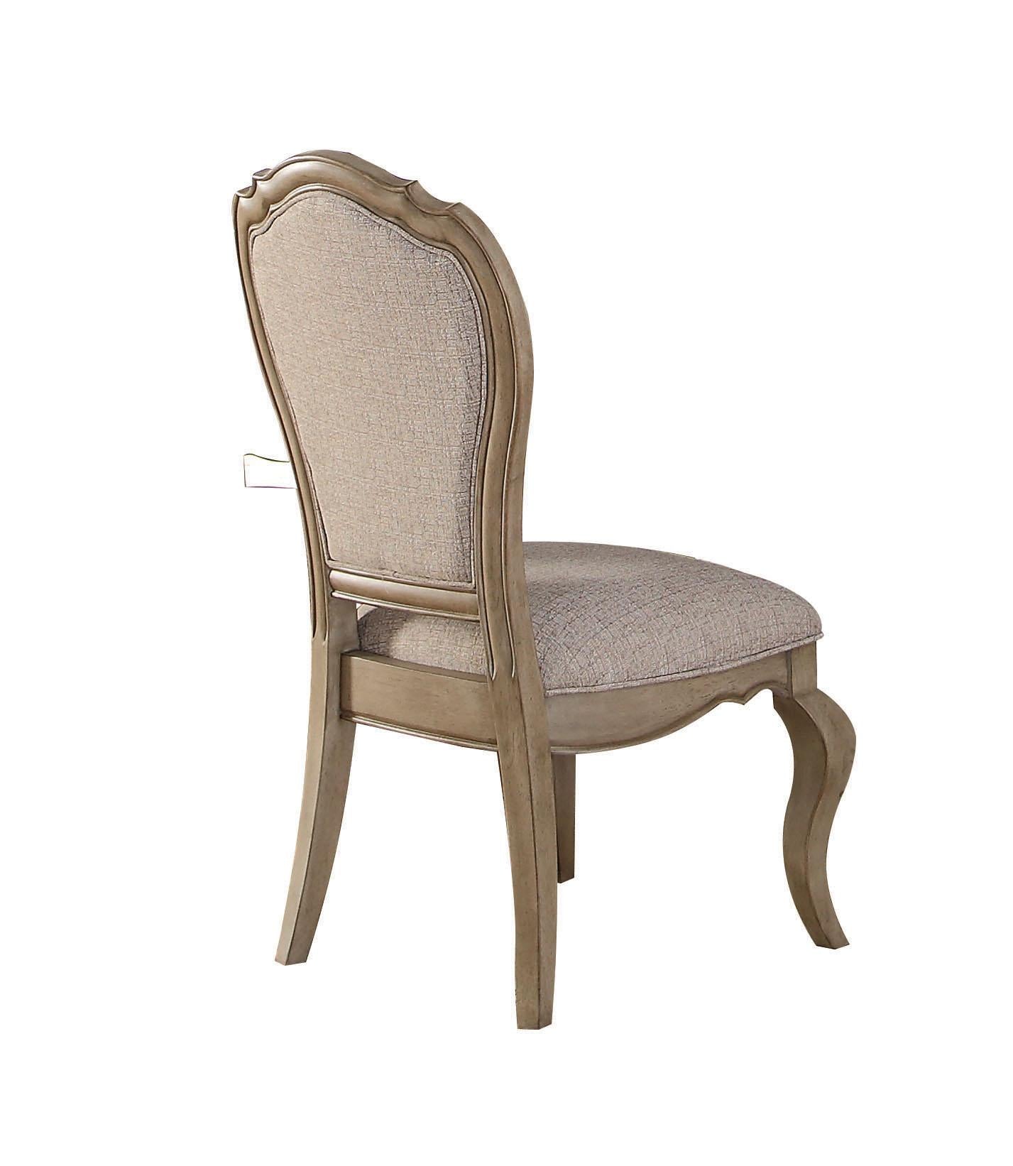 Chelmsford Beige Fabric & Antique Taupe Side Chair - Ideal Furniture (Fresno,CA)