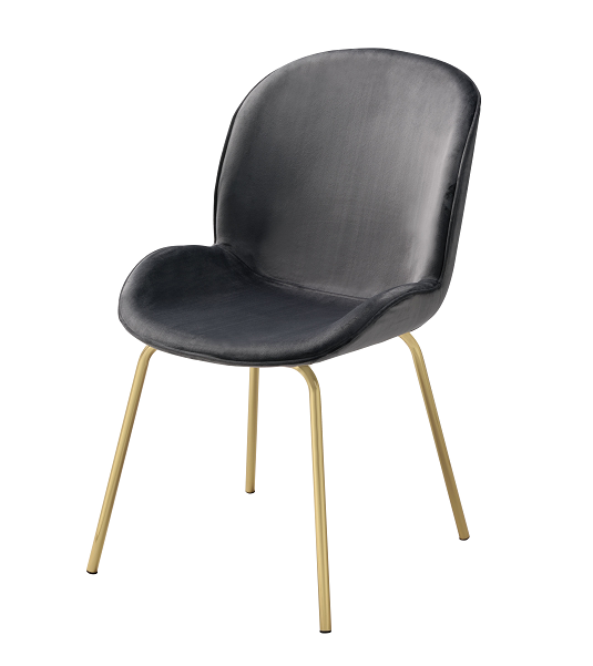 Chuchip Gray Velvet & Gold Side Chair - Ideal Furniture (Fresno,CA)