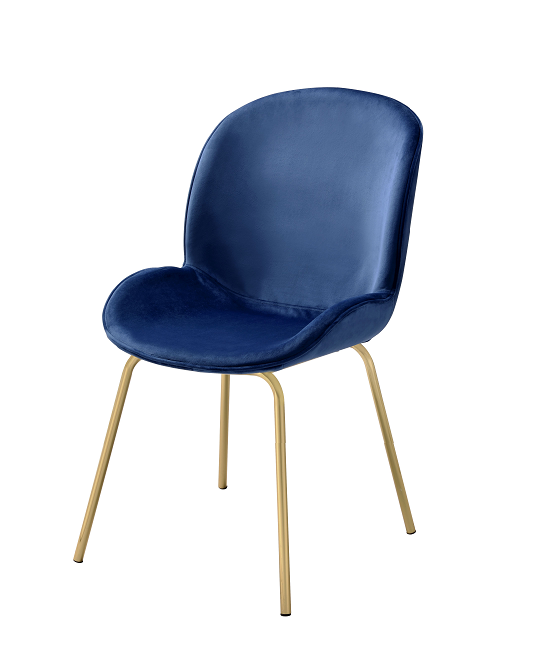 Chuchip Blue Velvet & Gold Side Chair - Ideal Furniture (Fresno,CA)