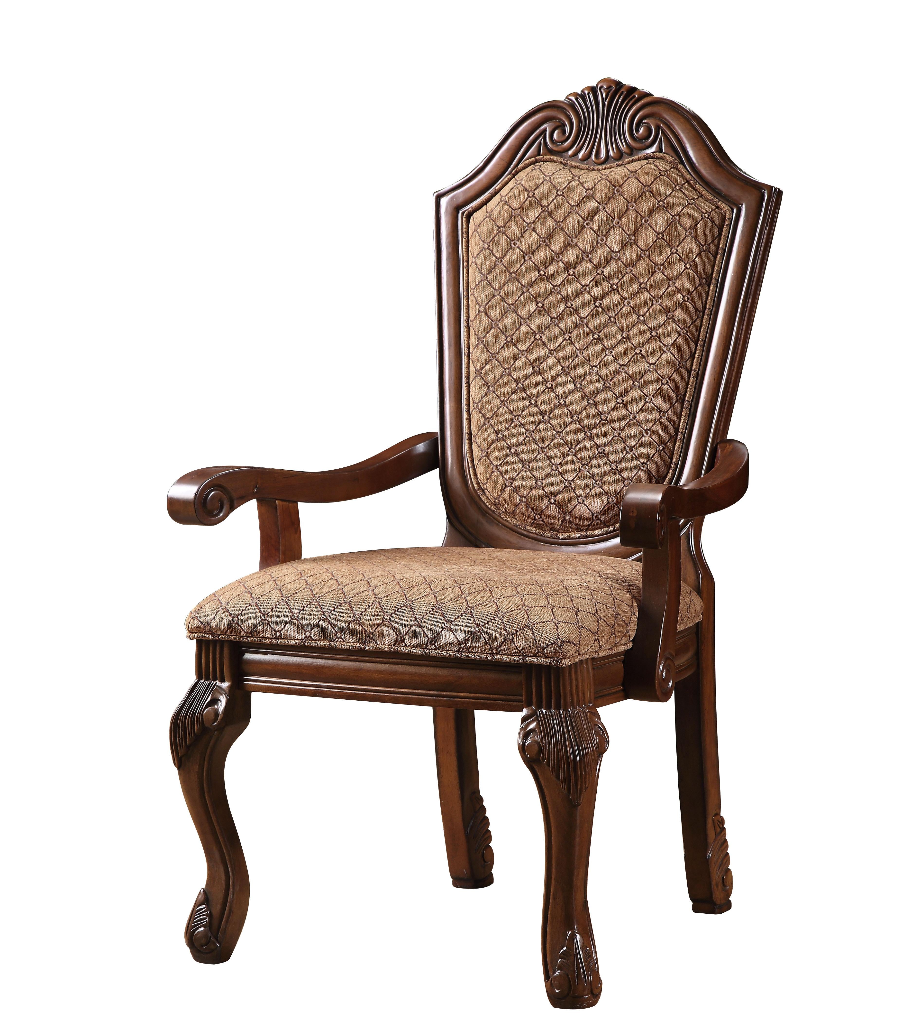 Chateau De Ville Fabric & Cherry Arm Chair - Ideal Furniture (Fresno,CA)