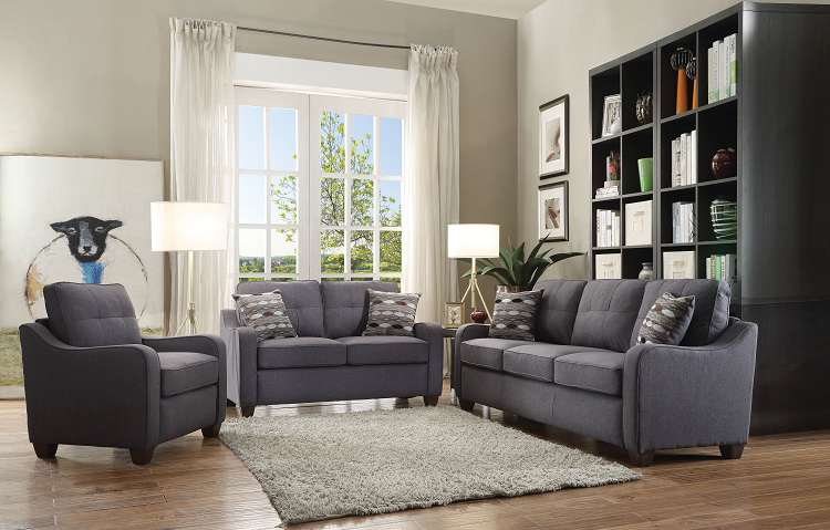 Cleavon II Gray Linen Sofa w/2 Pillows - Ideal Furniture (Fresno,CA)
