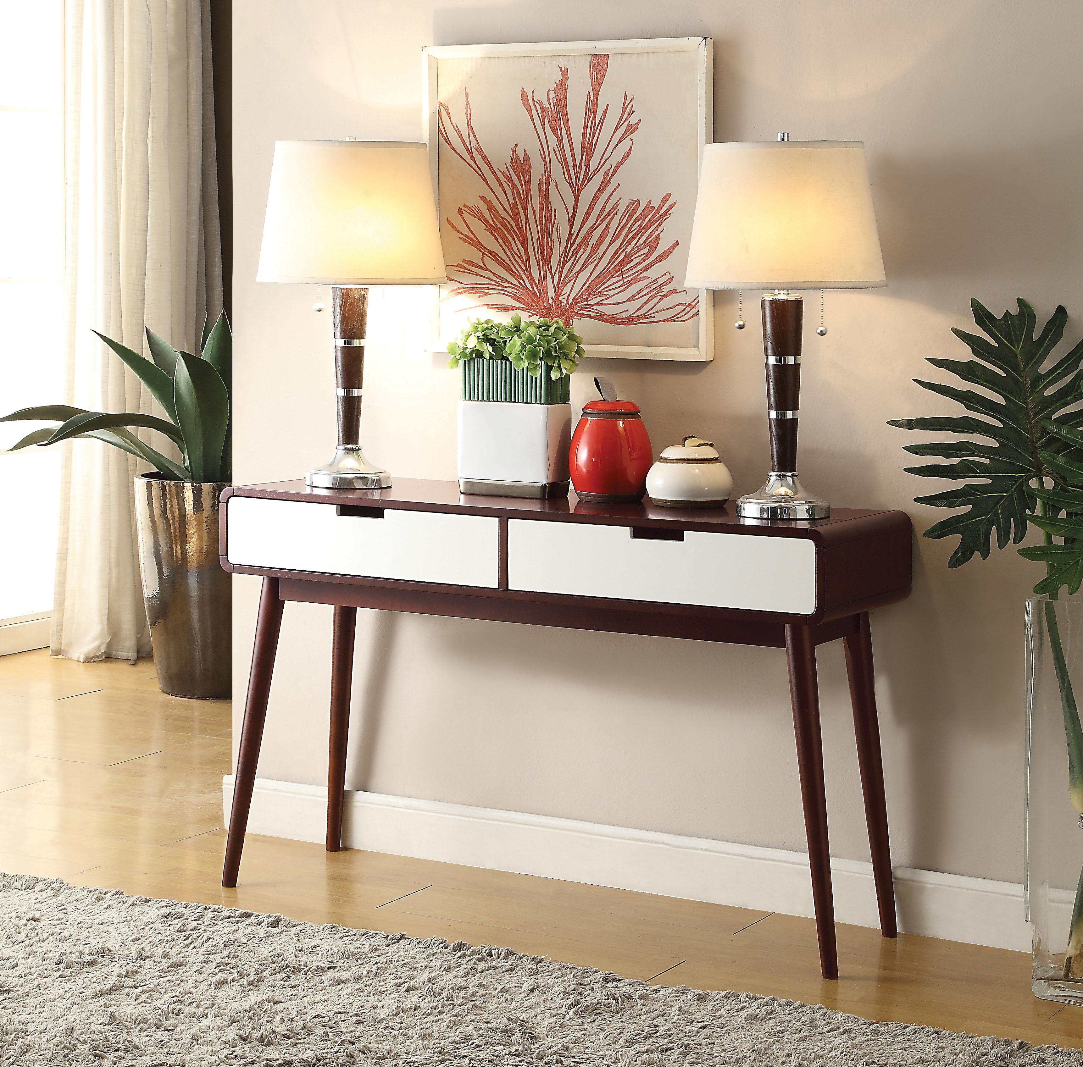 Christa Espresso & White Sofa Table - Ideal Furniture (Fresno,CA)