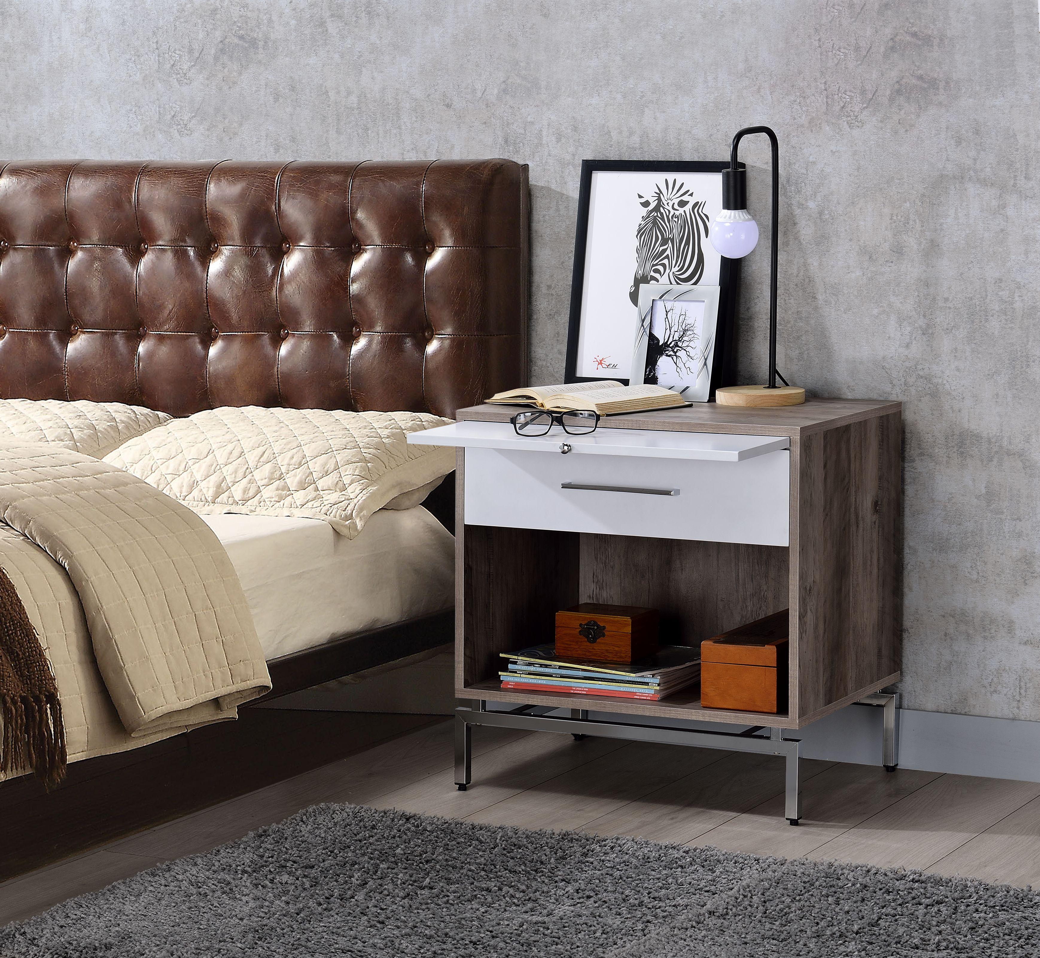 Cistus Weathered Gray Oak & White Accent Table - Ideal Furniture (Fresno,CA)