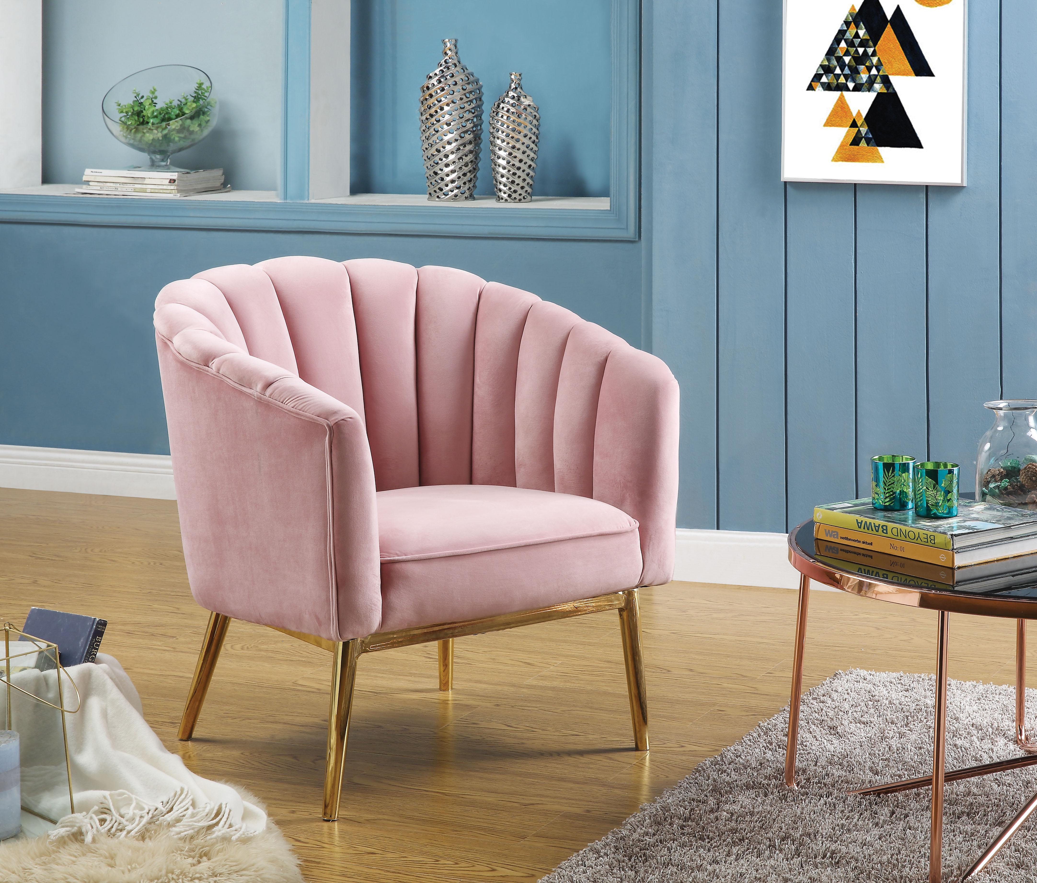 Colla Blush Pink Velvet & Gold Accent Chair - Ideal Furniture (Fresno,CA)
