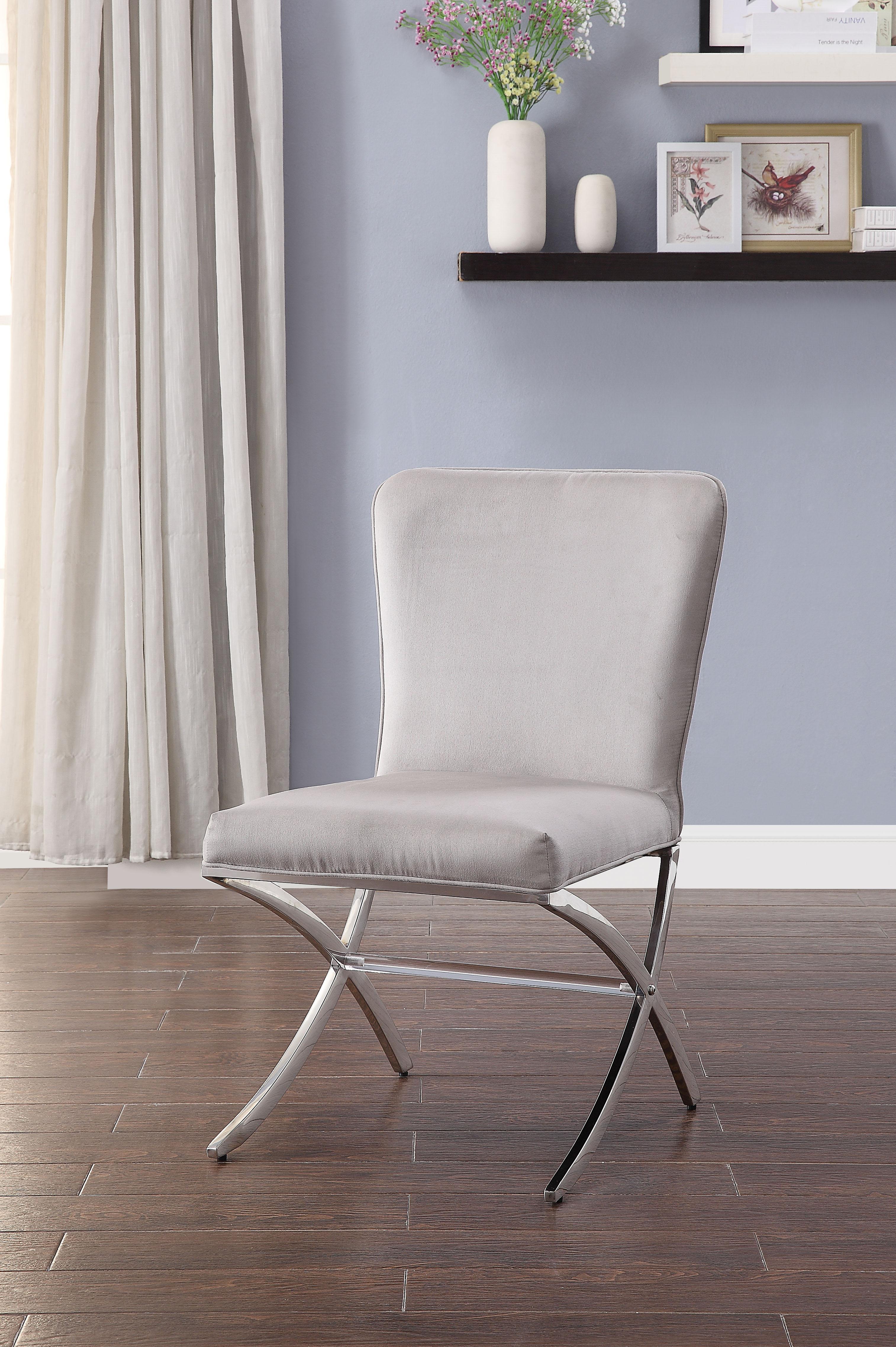 Daire Velvet & Chrome Side Chair - Ideal Furniture (Fresno,CA)