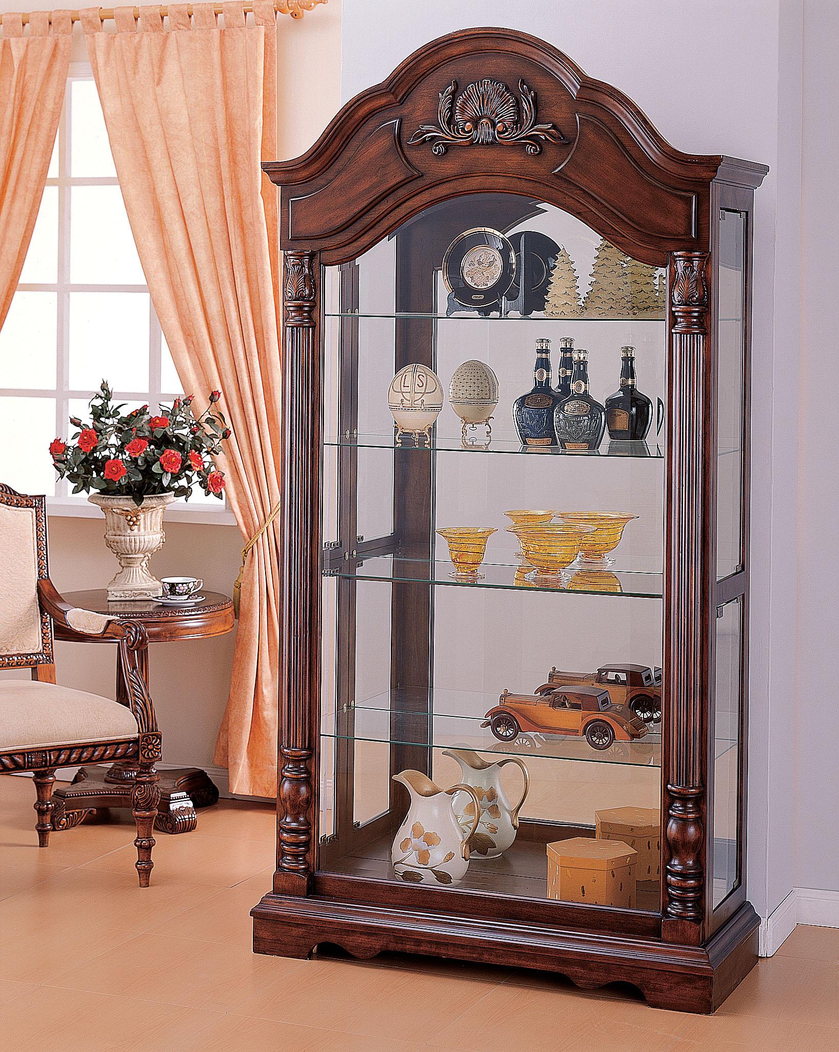 Denton Cherry Curio Cabinet - Ideal Furniture (Fresno,CA)