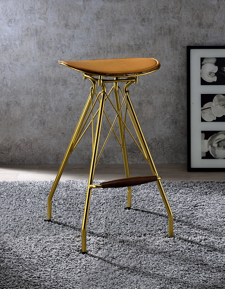 Dragea Whiskey PU & Gold Bar Stool - Ideal Furniture (Fresno,CA)