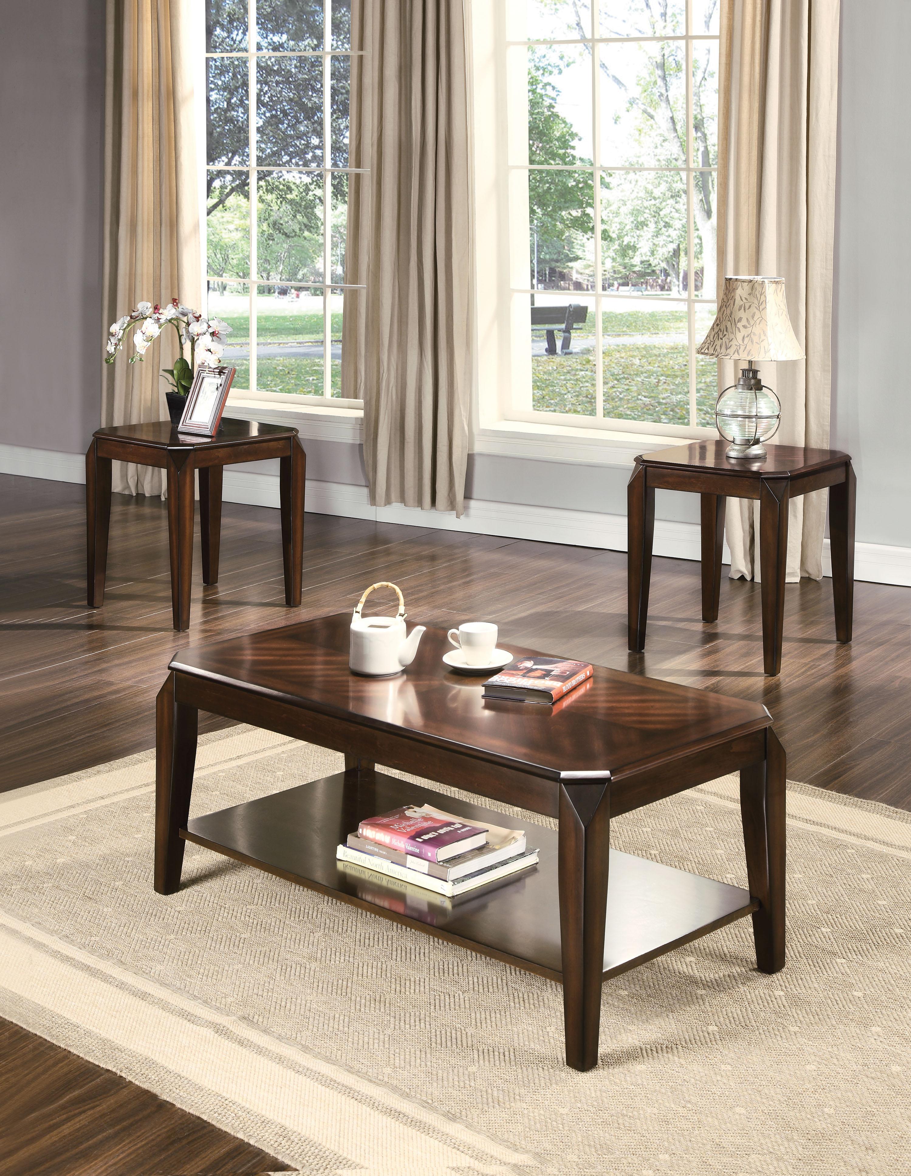 Docila Walnut Coffee/End Table Set (3Pc Pk) - Ideal Furniture (Fresno,CA)