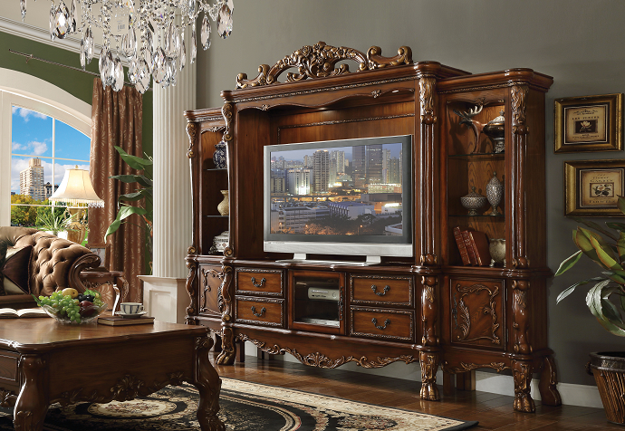 Dresden Cherry Oak Entertainment Center (Side Piers & Bridge) - Ideal Furniture (Fresno,CA)
