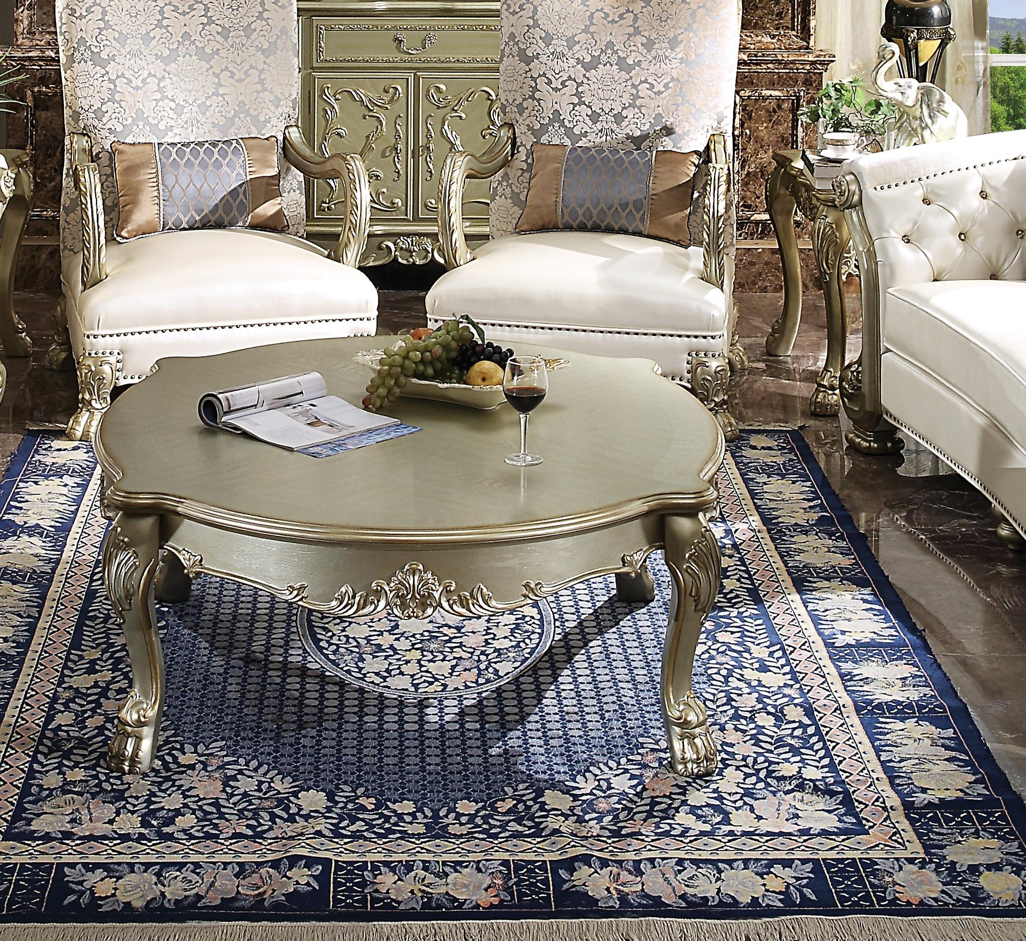 Dresden II Gold Patina & Bone Coffee Table - Ideal Furniture (Fresno,CA)