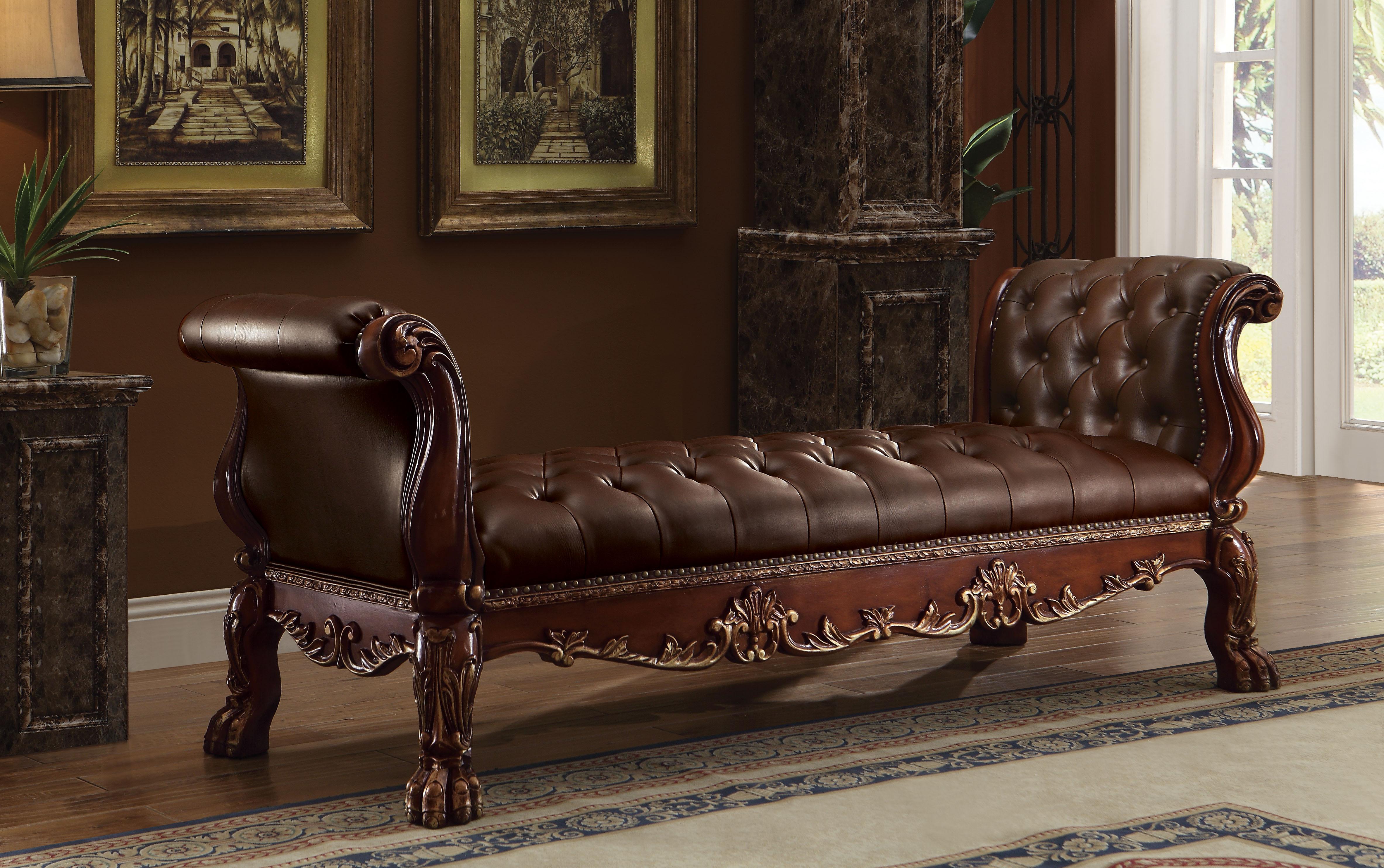 Dresden PU & Cherry Oak Bench - Ideal Furniture (Fresno,CA)