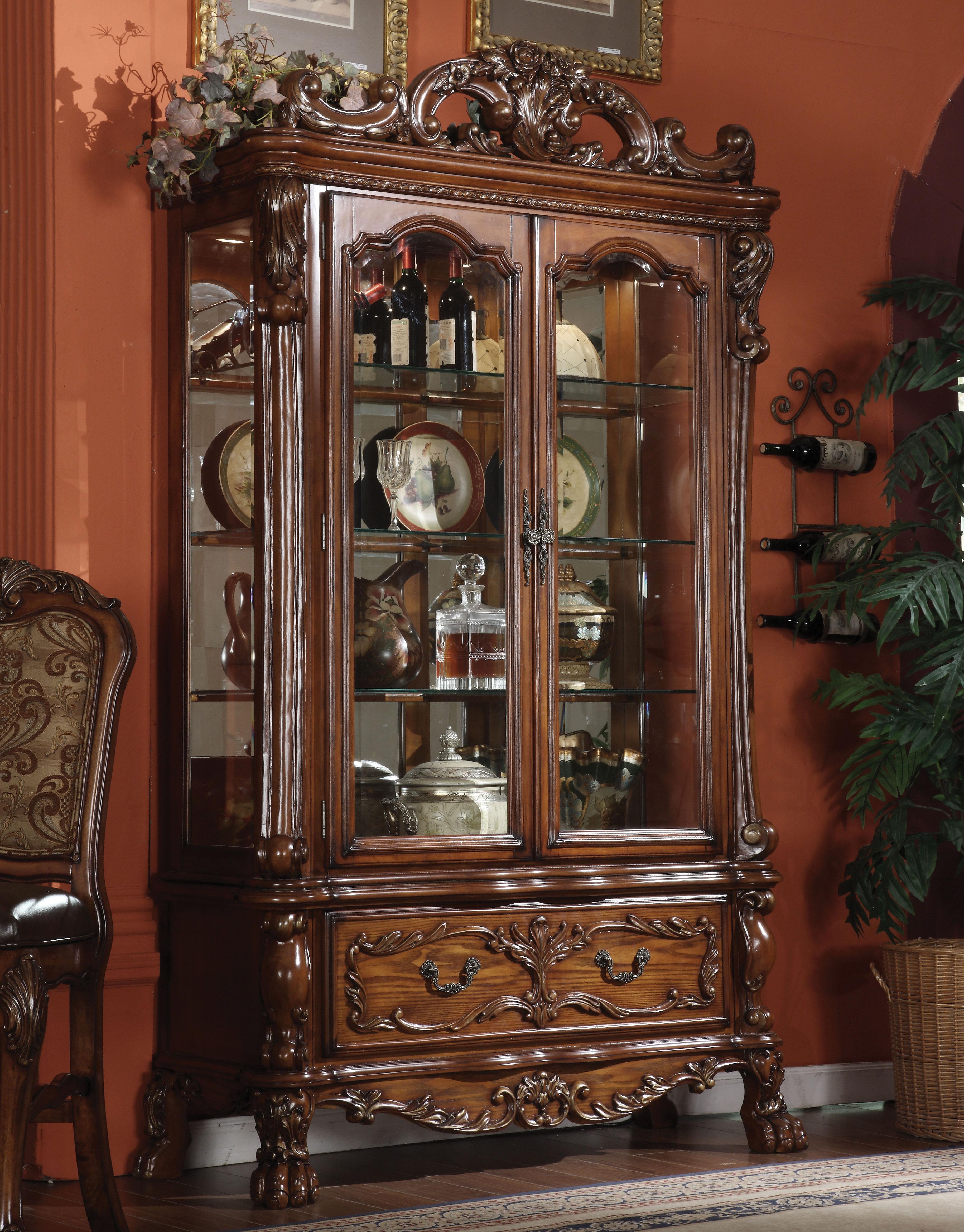 Dresden Cherry Oak Curio Cabinet - Ideal Furniture (Fresno,CA)