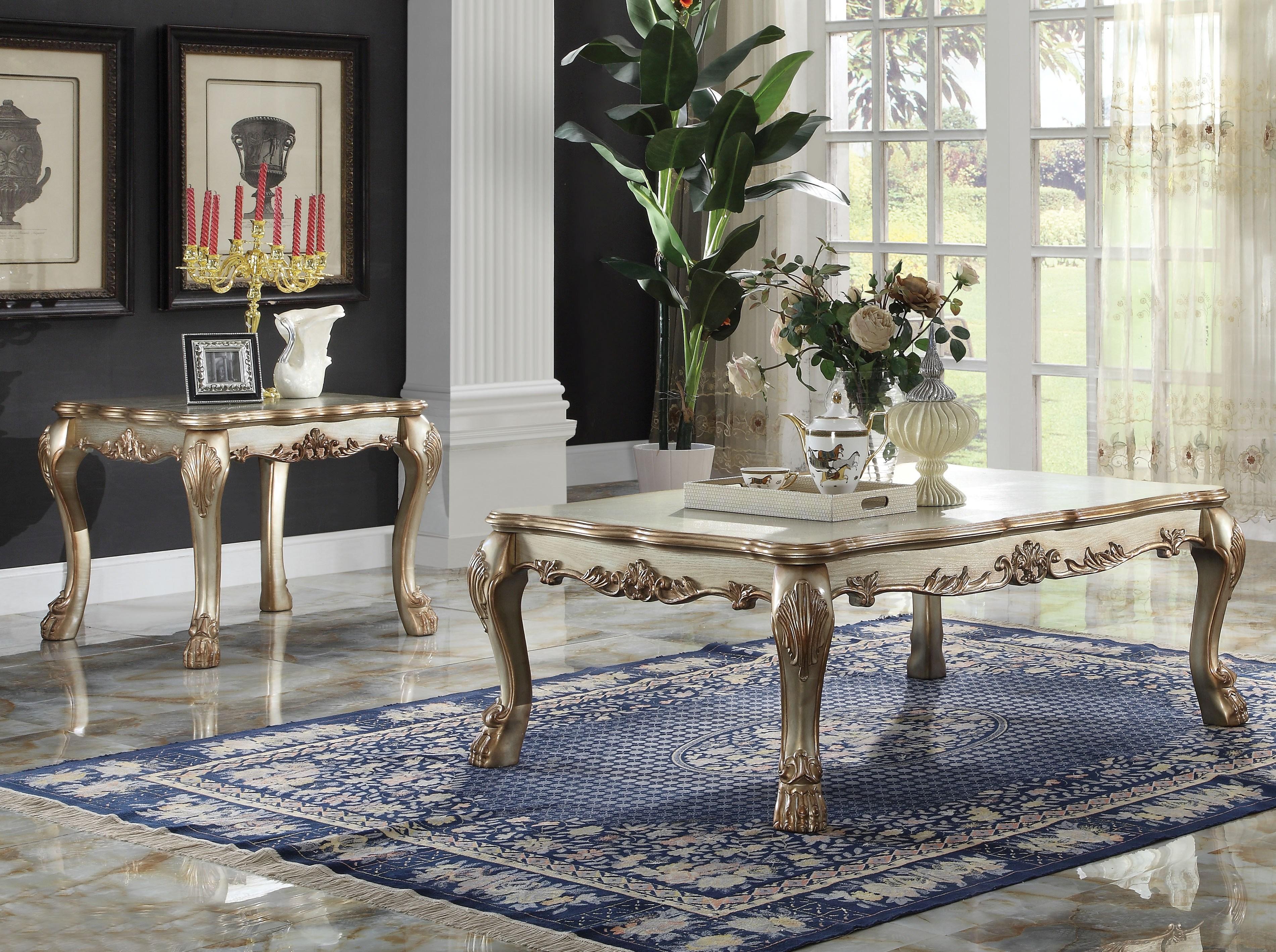 Dresden Gold Patina & Bone Coffee Table - Ideal Furniture (Fresno,CA)