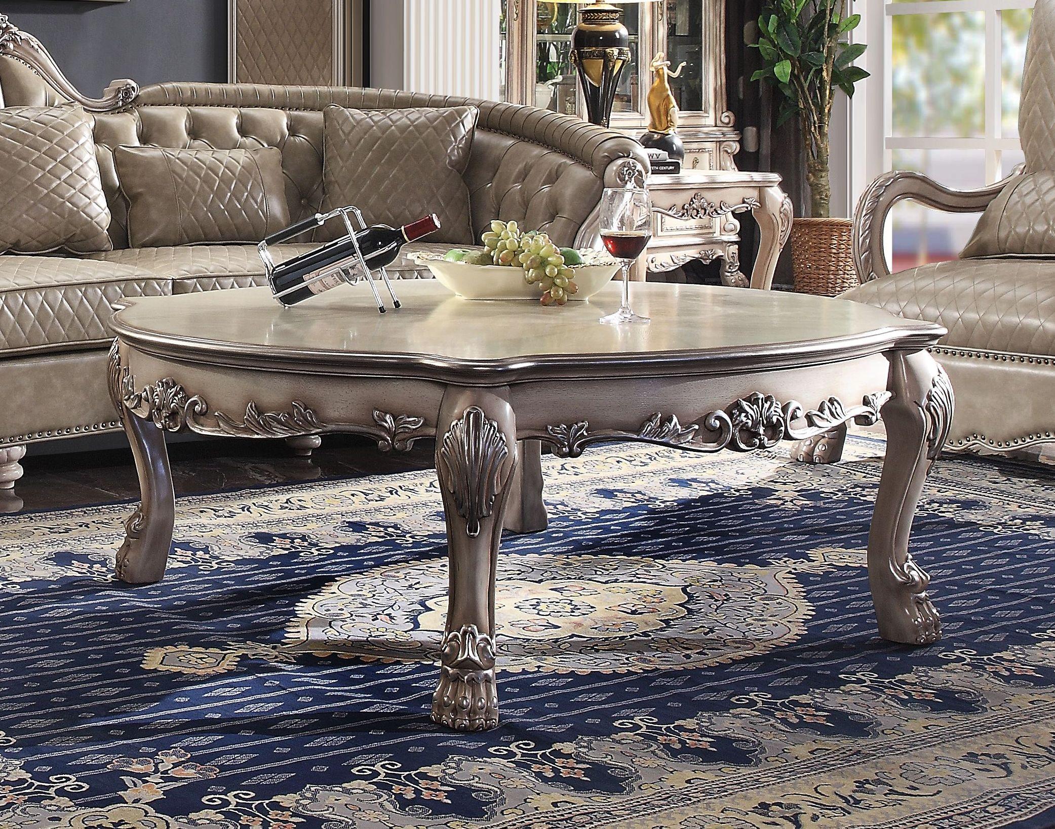 Dresden Vintage Bone White Coffee Table - Ideal Furniture (Fresno,CA)