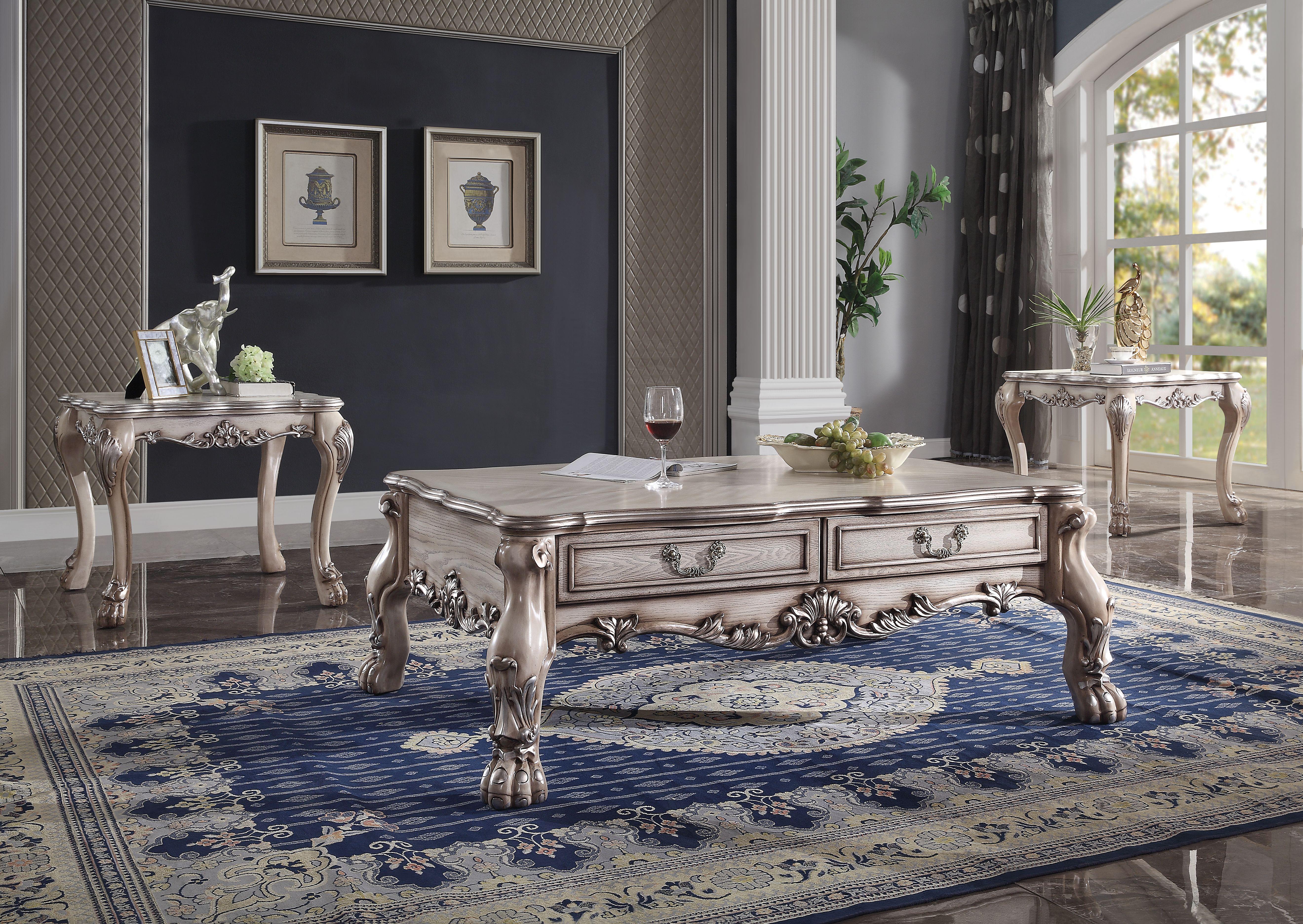 Dresden Vintage Bone White Coffee Table - Ideal Furniture (Fresno,CA)