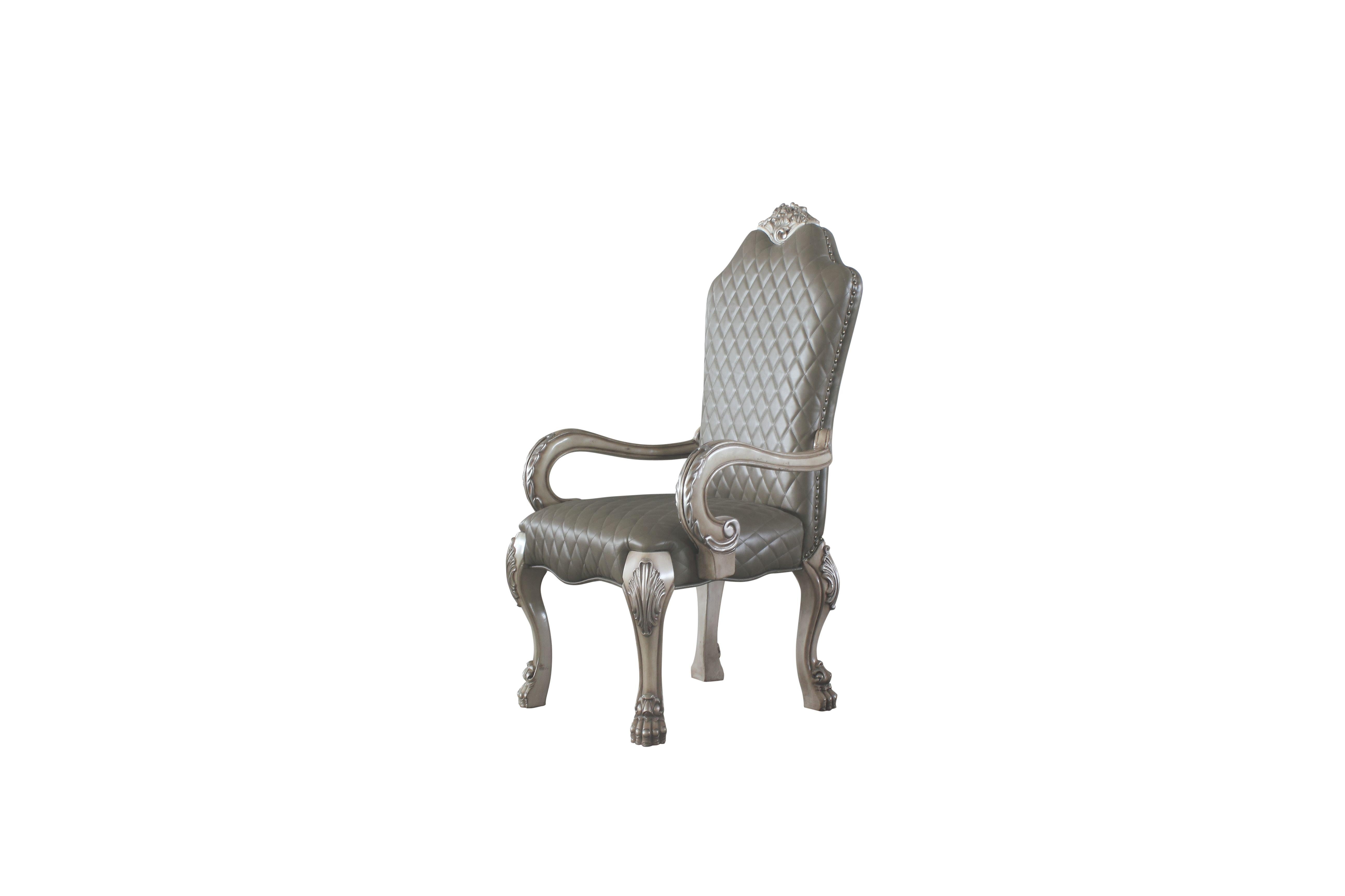Dresden Vintage Bone White & PU Arm Chair - Ideal Furniture (Fresno,CA)