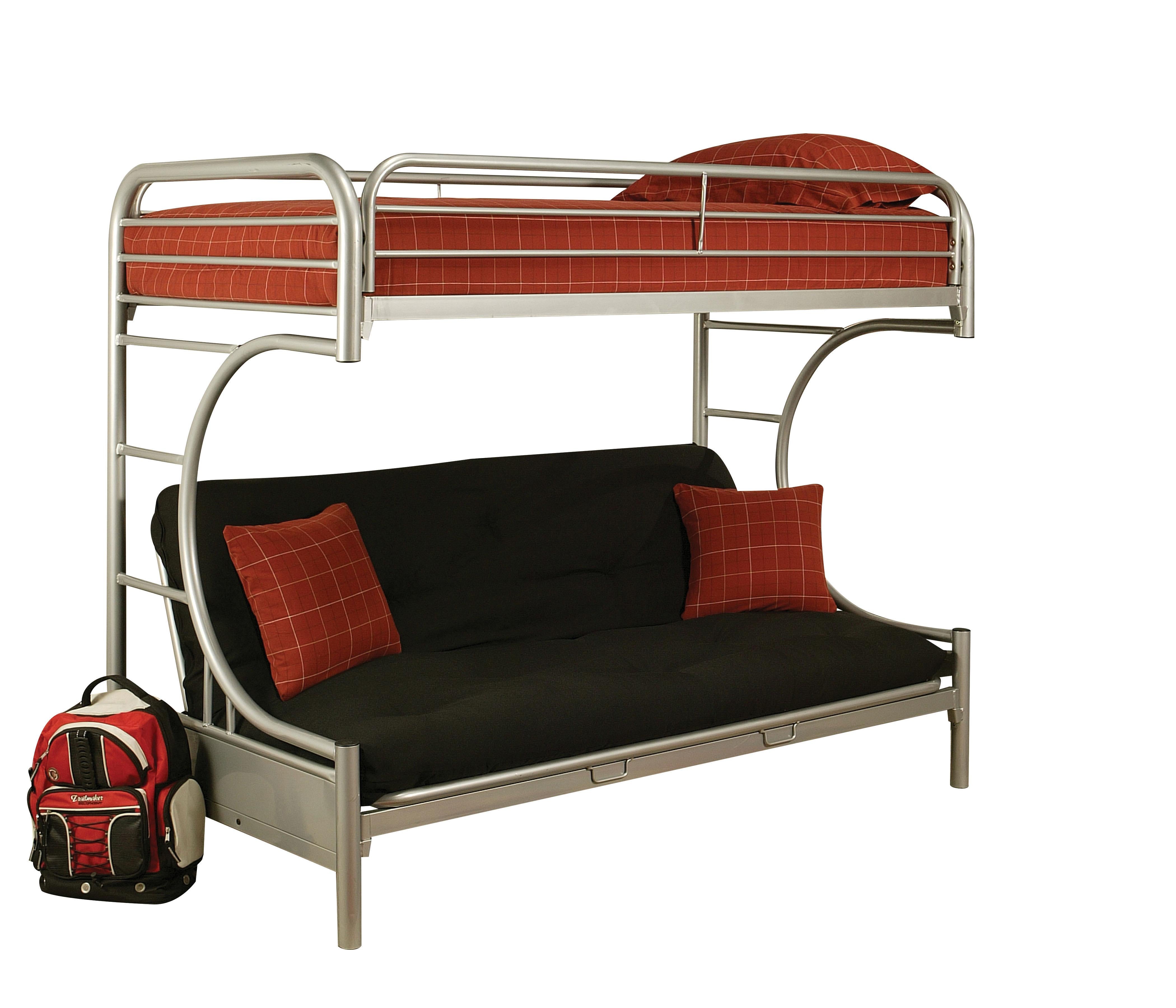 Eclipse Silver Bunk Bed (Twin XL/Queen/Futon) - Ideal Furniture (Fresno,CA)