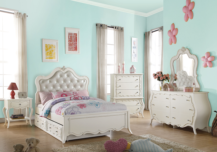 Edalene PU & Pearl White Twin Bed - Ideal Furniture (Fresno,CA)